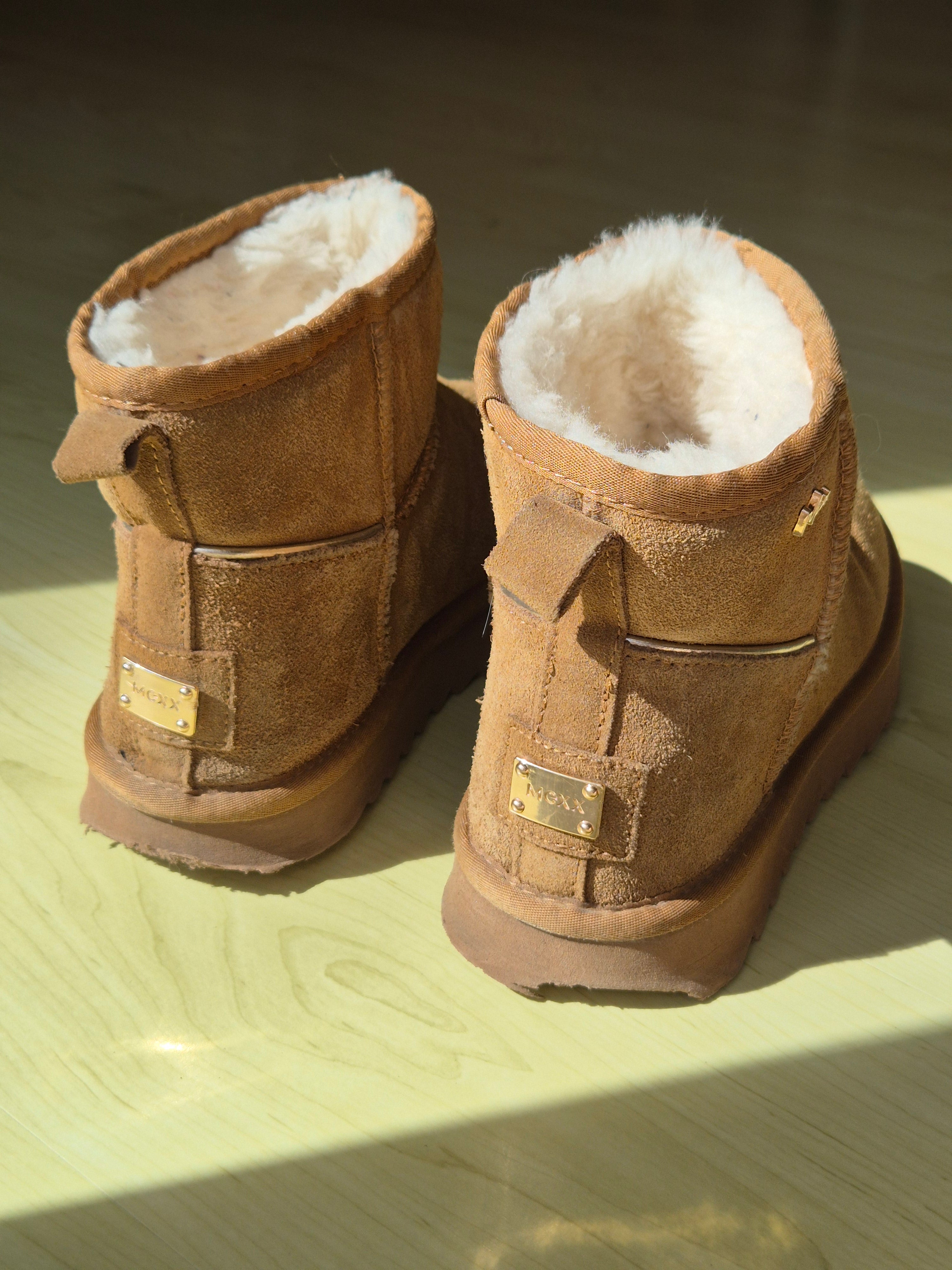 Mexx Damen Stiefeletten Wildleder Lammfellfutter EU 38 Chestnut