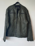Jack & Jones Leder Bikerjacke, Olivgrün, Größe XL, guter Zustand