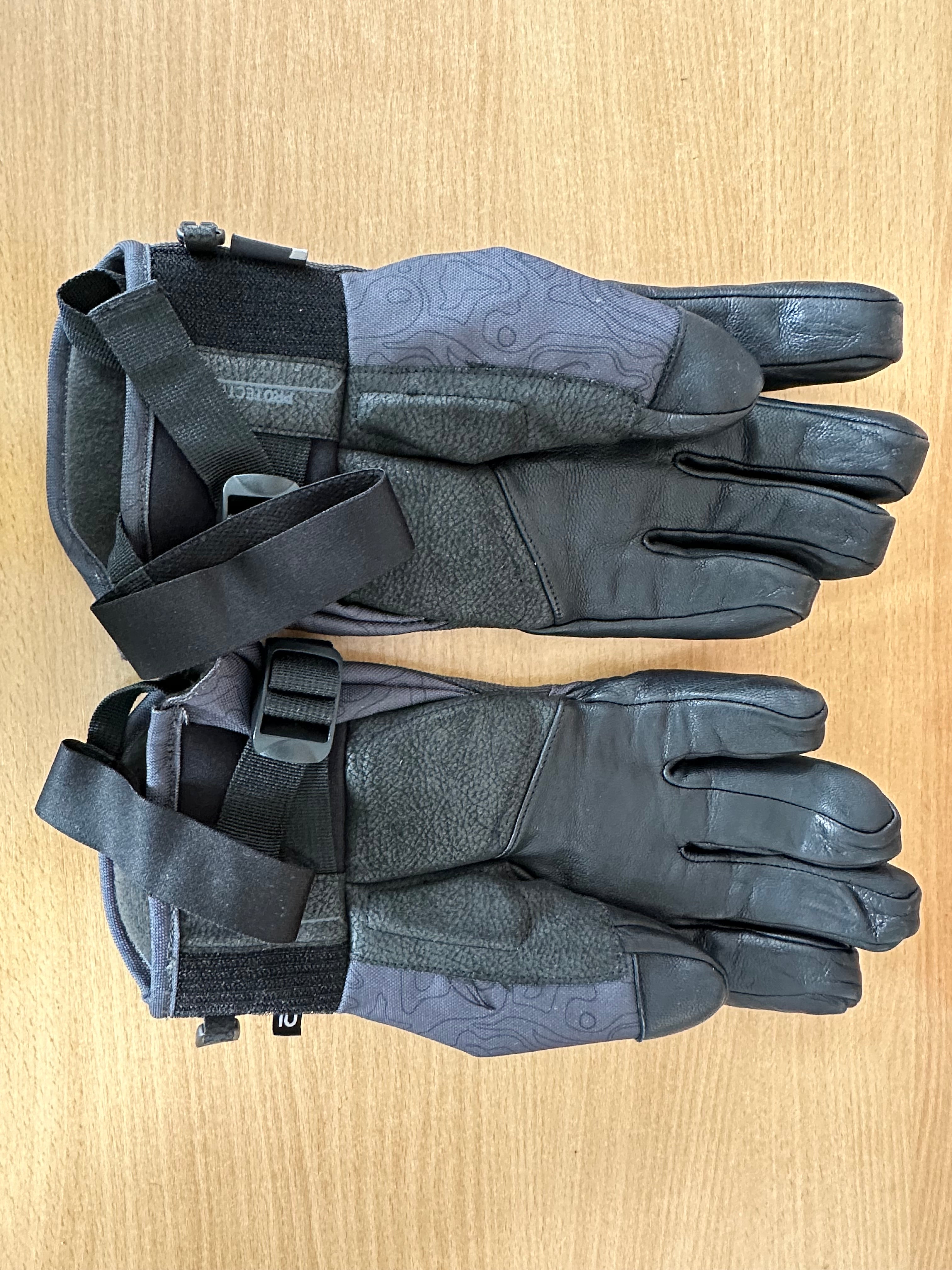 Dreamscape snowboard gloves 10.5 L grey, leather palm, waterproof, like new