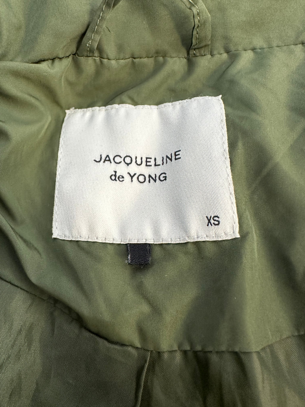 Jacqueline de Yong Long Puffer Coat – Green, Size XS, Good Condition