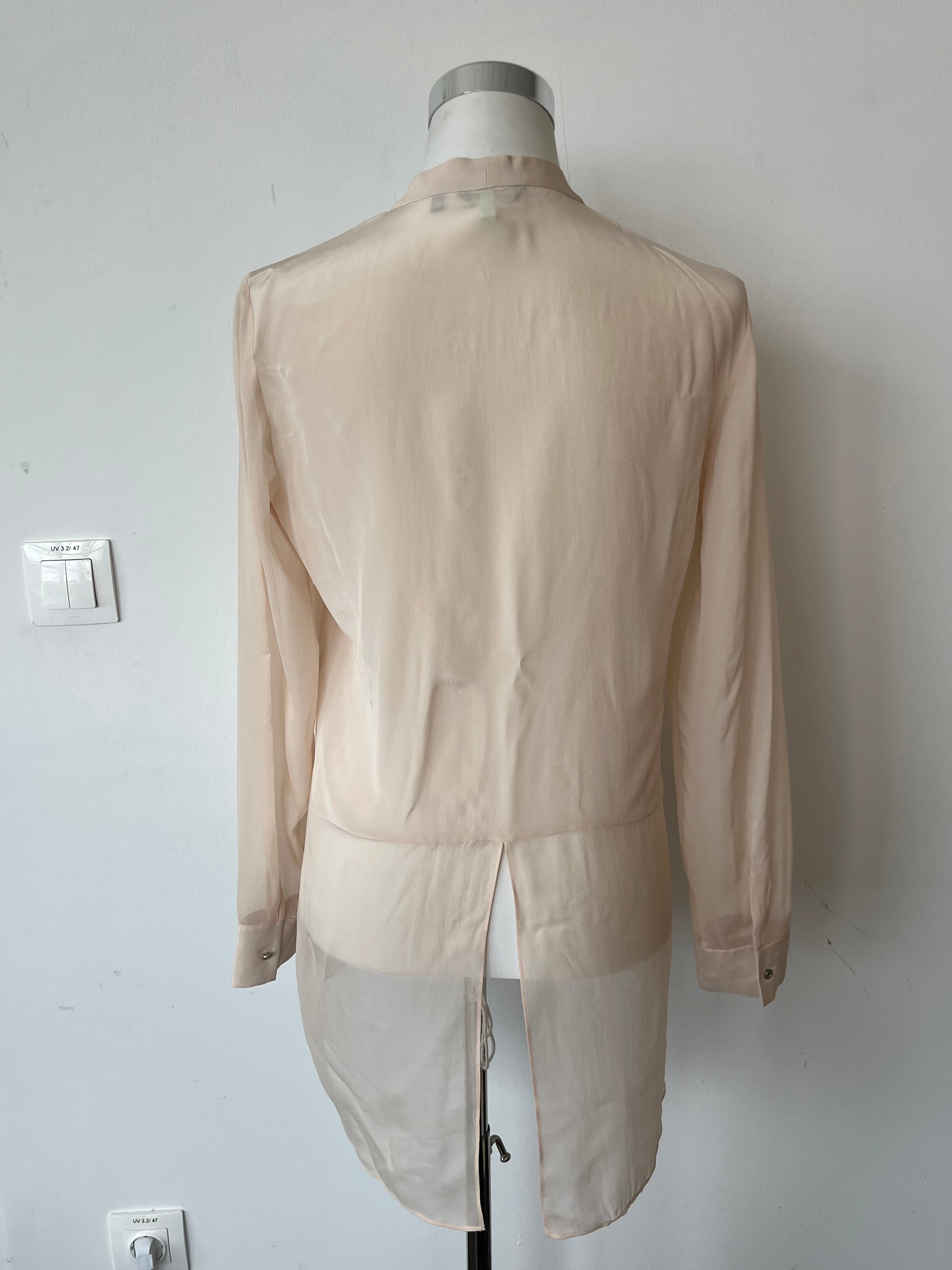 Massimo Dutti Classic V-Neck Blouse Ivory EU 38 Very Good Condition