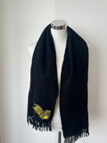 Kenzo Tiger Embroidery Wool Scarf – Black, 180x30cm, Good Condition