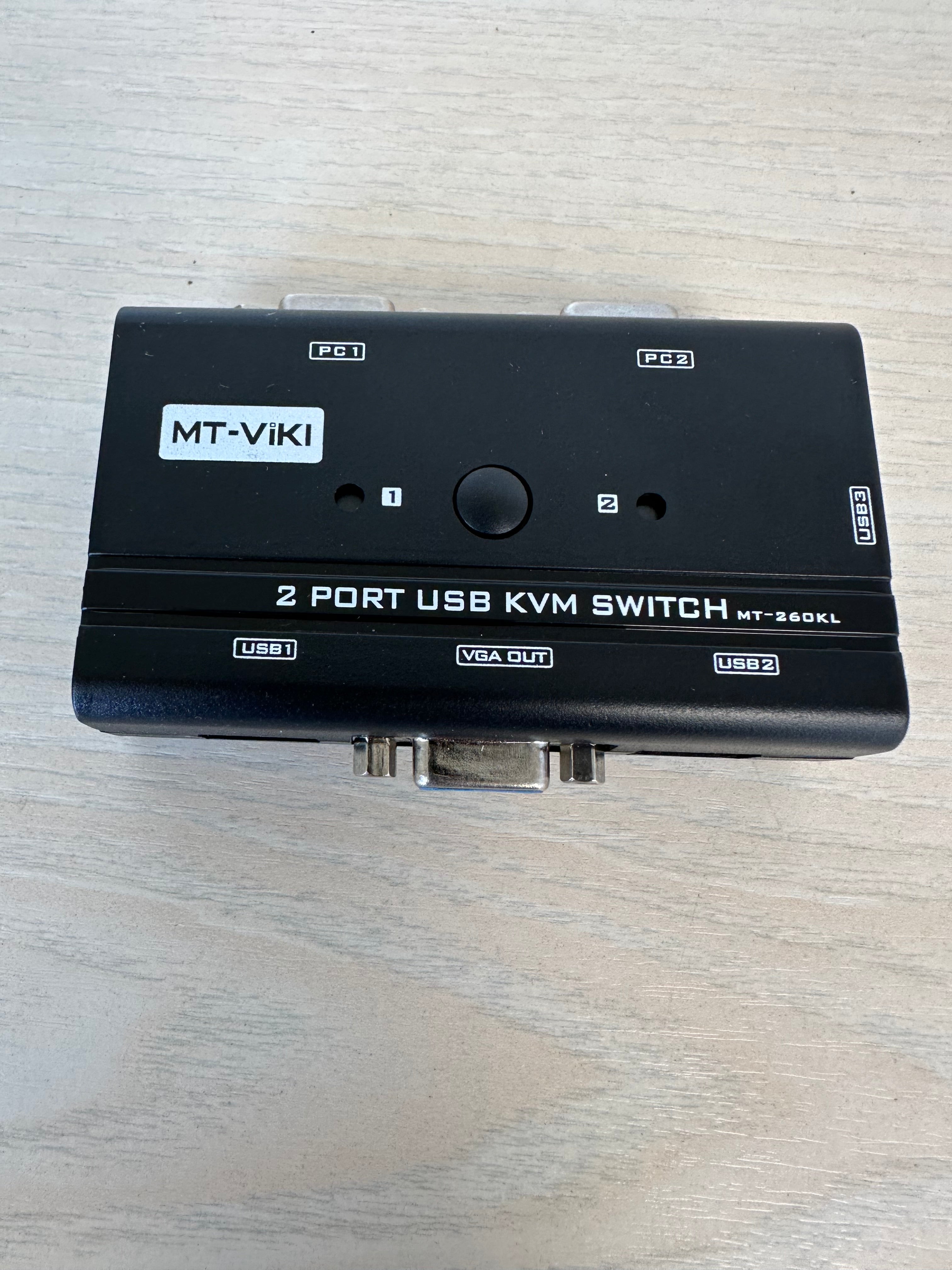 MT-ViKi MT-260KL 2-Port USB VGA KVM Switch Schwarz, Kabel, Anleitung, sehr gut