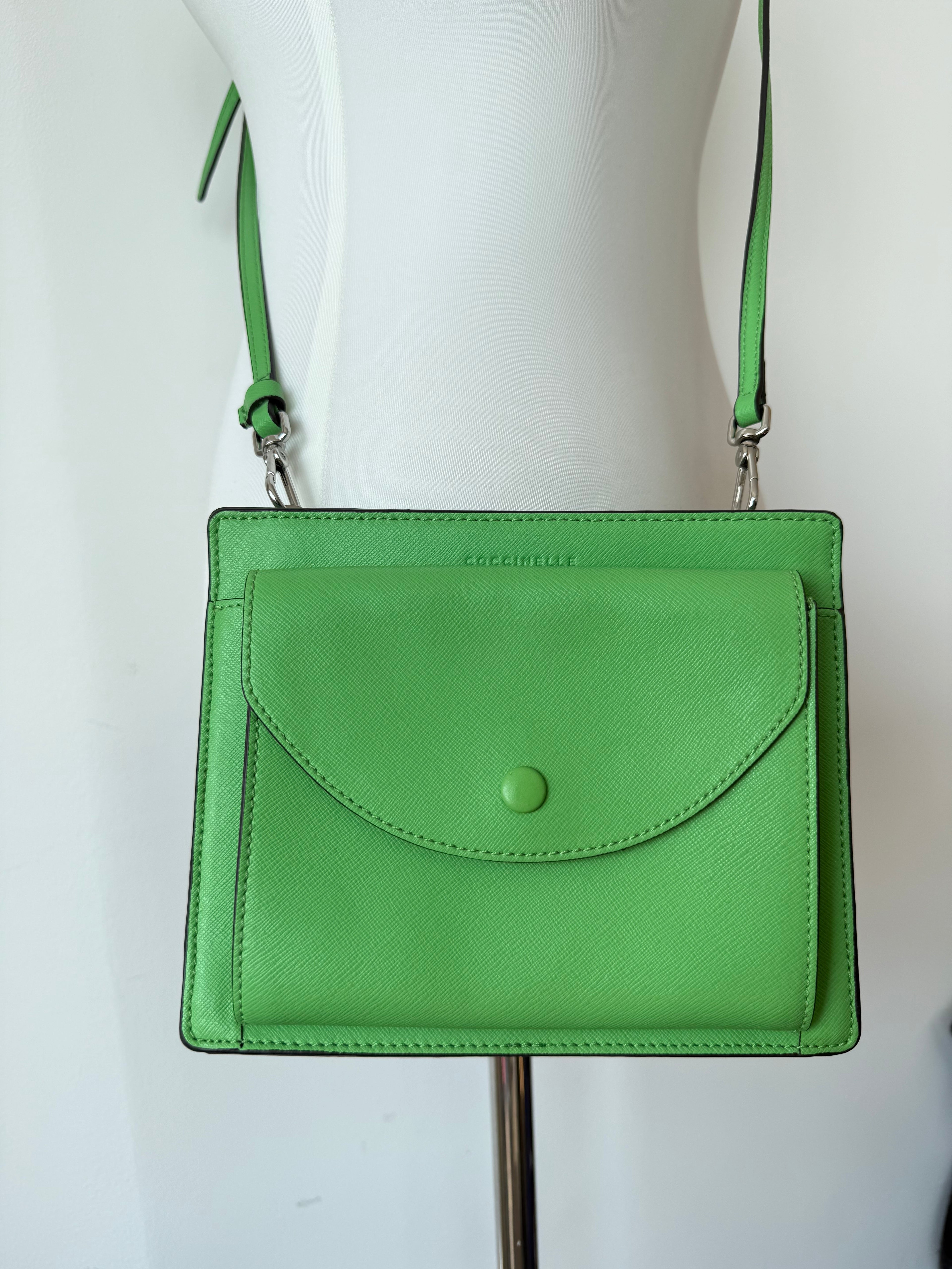 Coccinelle Alpha Crossbody Small – Saffiano Leder, Grün, Sehr Gut