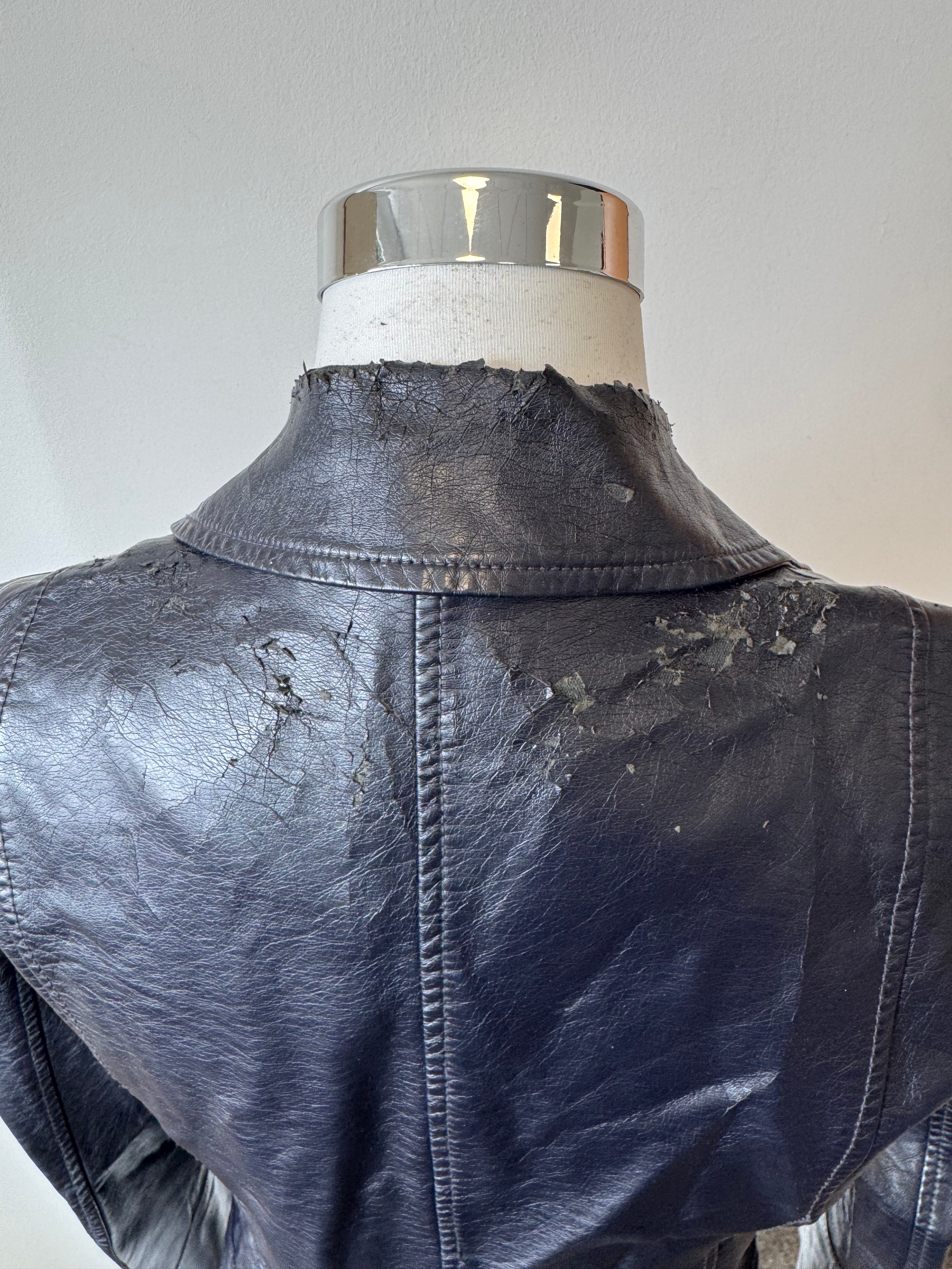 Comma faux-leather moto jacket black EU 36 – poor condition biker style