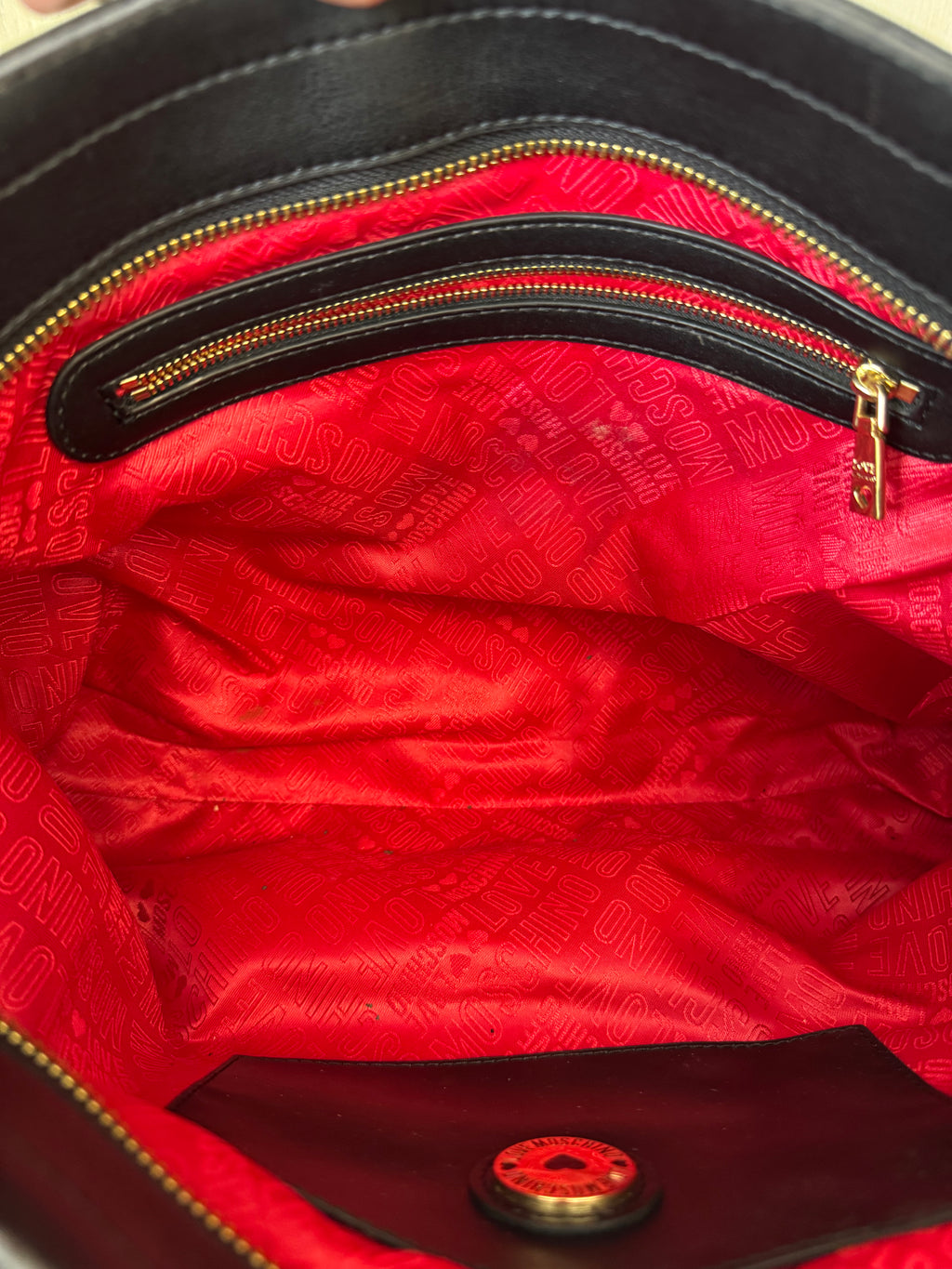 Love Moschino Diamond Quilt Shopper, Medium, Black, PU Leather, Like New