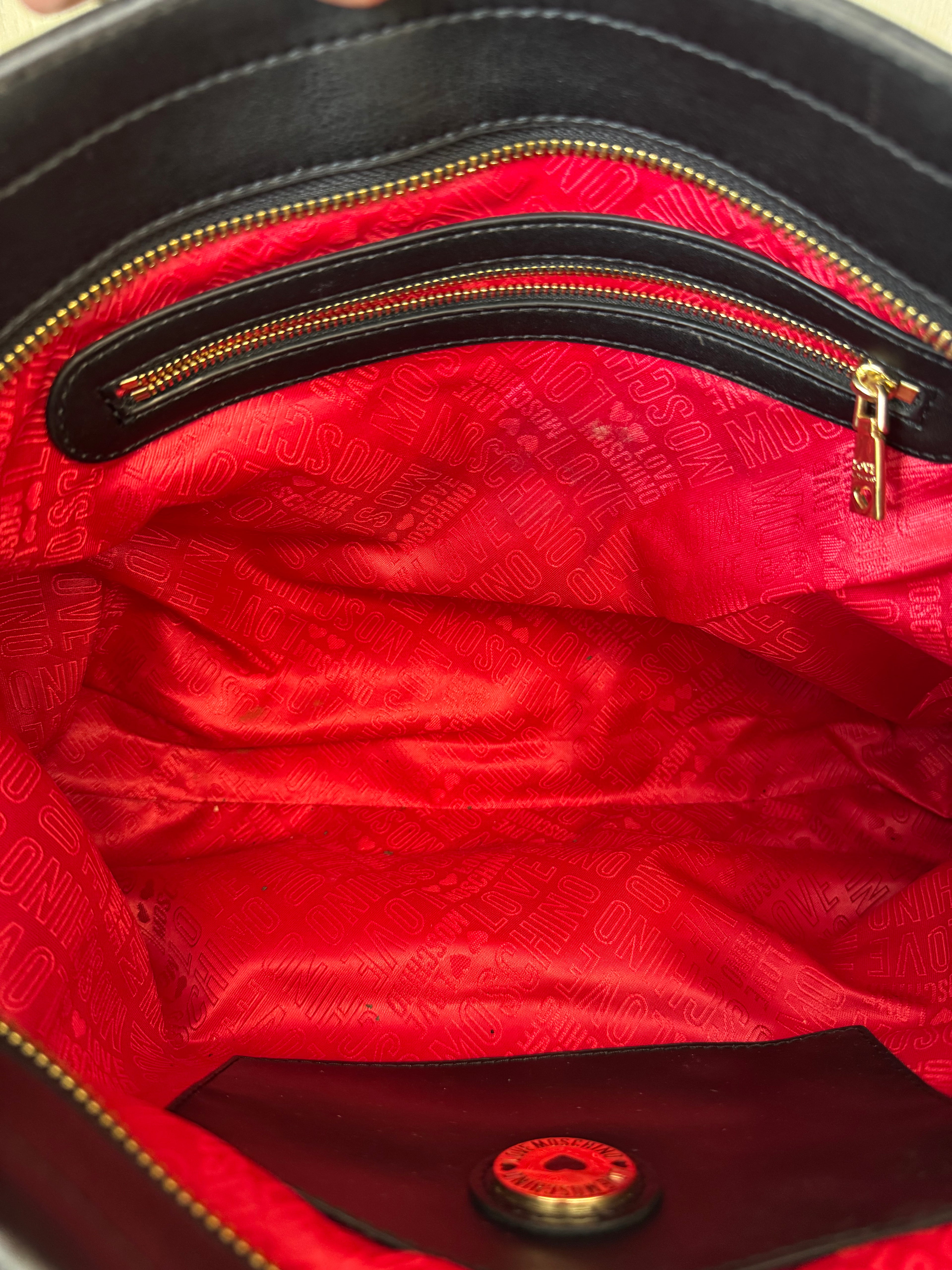 Love Moschino Diamond Quilt Shopper, Medium, Black, PU Leather, Like New