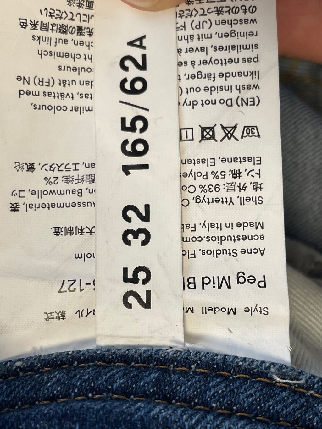 Acne Studios Blå Konst Peg Mid Blue Jeans 25x32 Damen High-Rise Sehr Gut