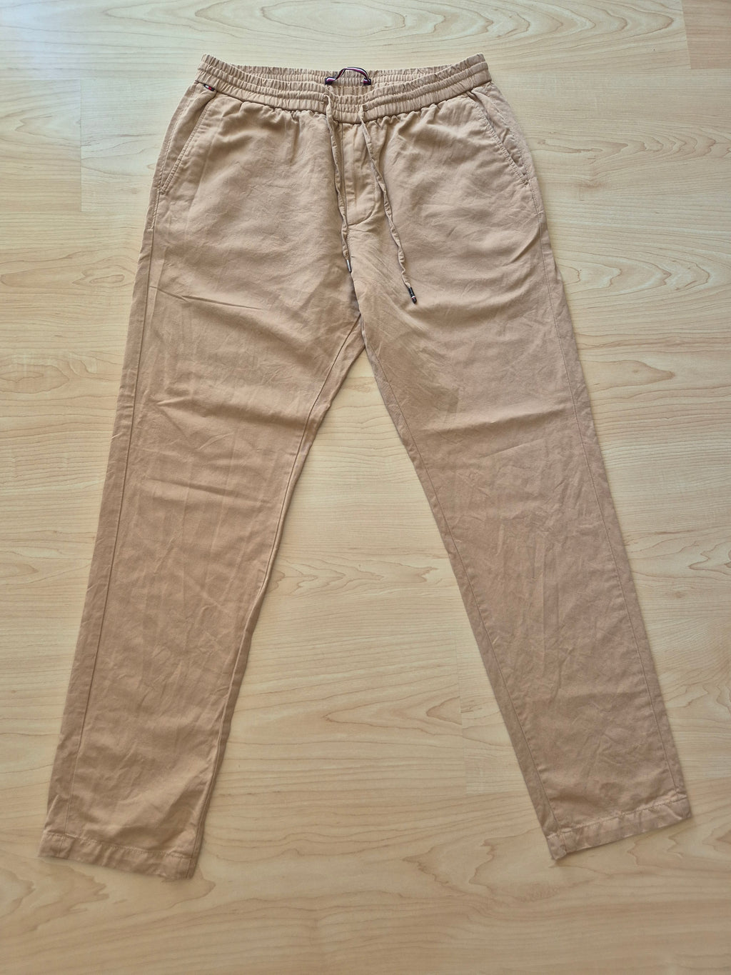 Tommy Hilfiger Men's Drawstring Chinos W34/L32 Beige Cotton Good Condition