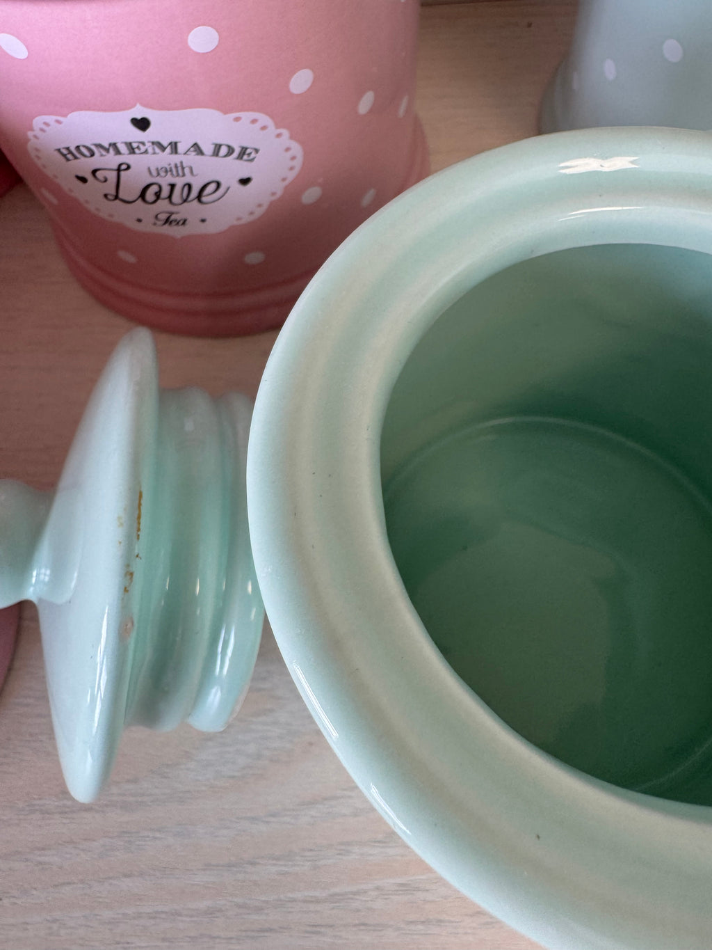 7-tlg. Pastell Keramik Vorratsdosen Set „Homemade with Love“ Seven Home, sehr gut