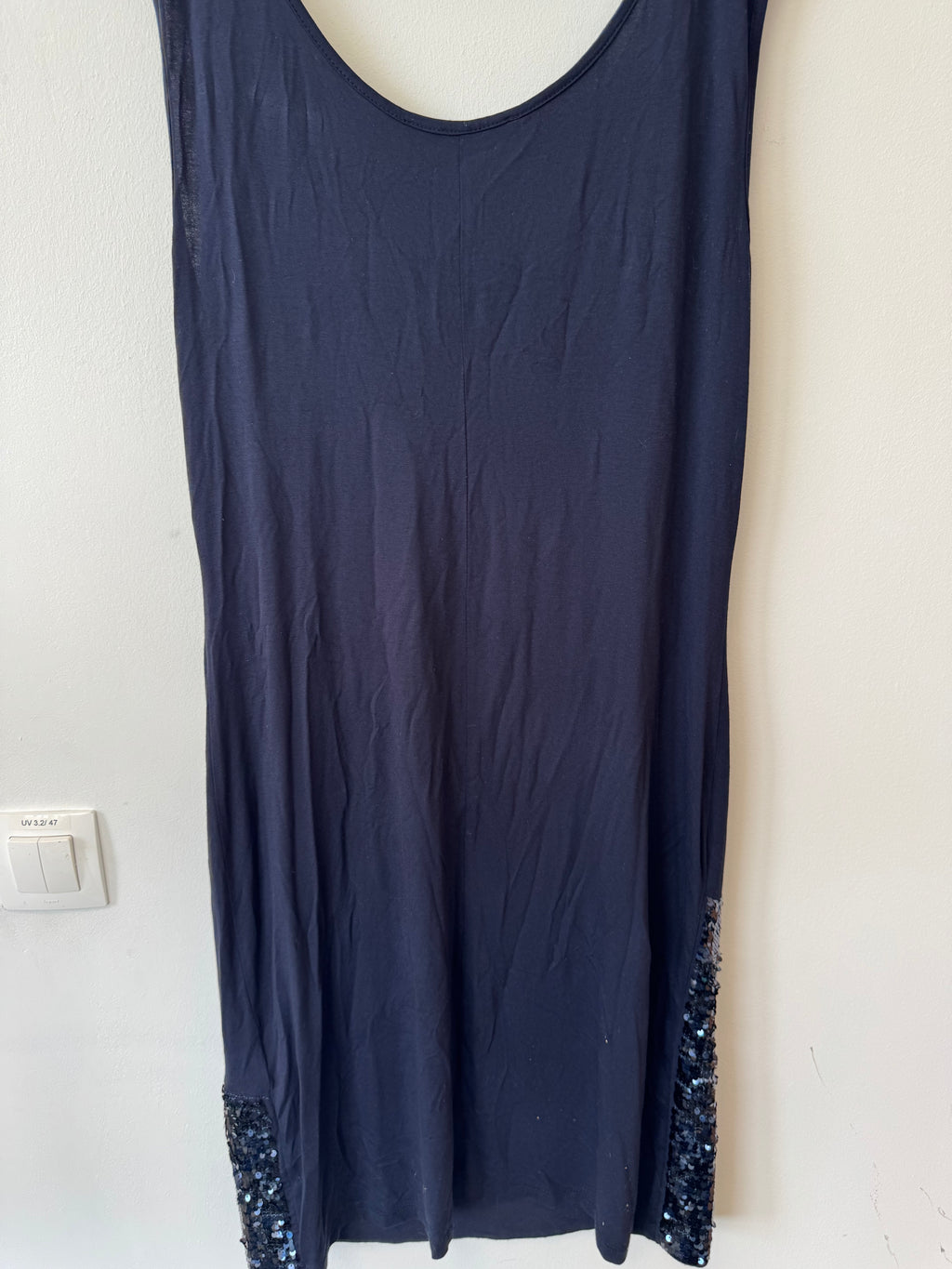 Ashley Brooke Cocktail Dress – Navy Blue, Chiffon & Sequins, Size 44, Very Good