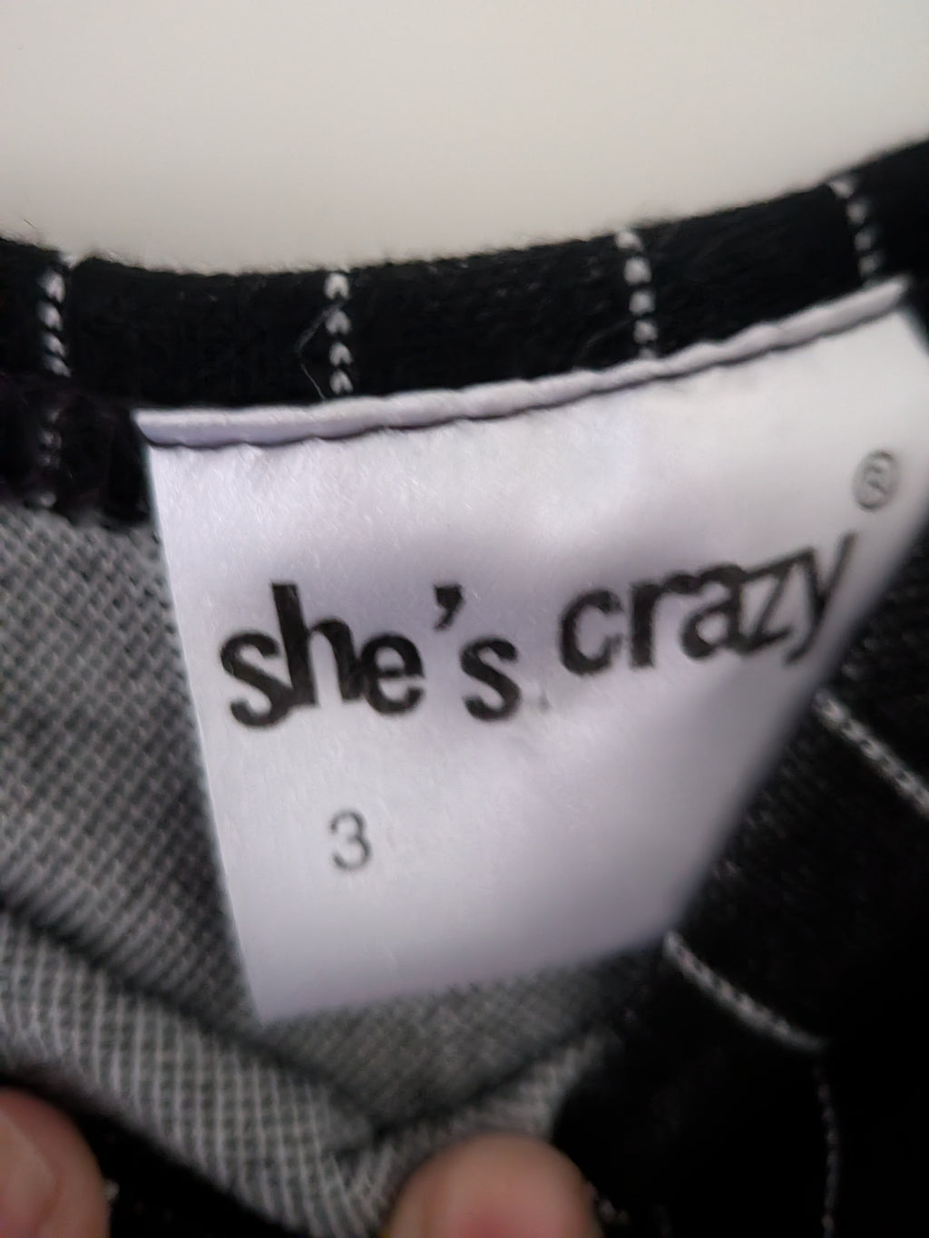 She’s Crazy Layering Dress, Black Pinstripe, Size 3 M/L, Good Condition