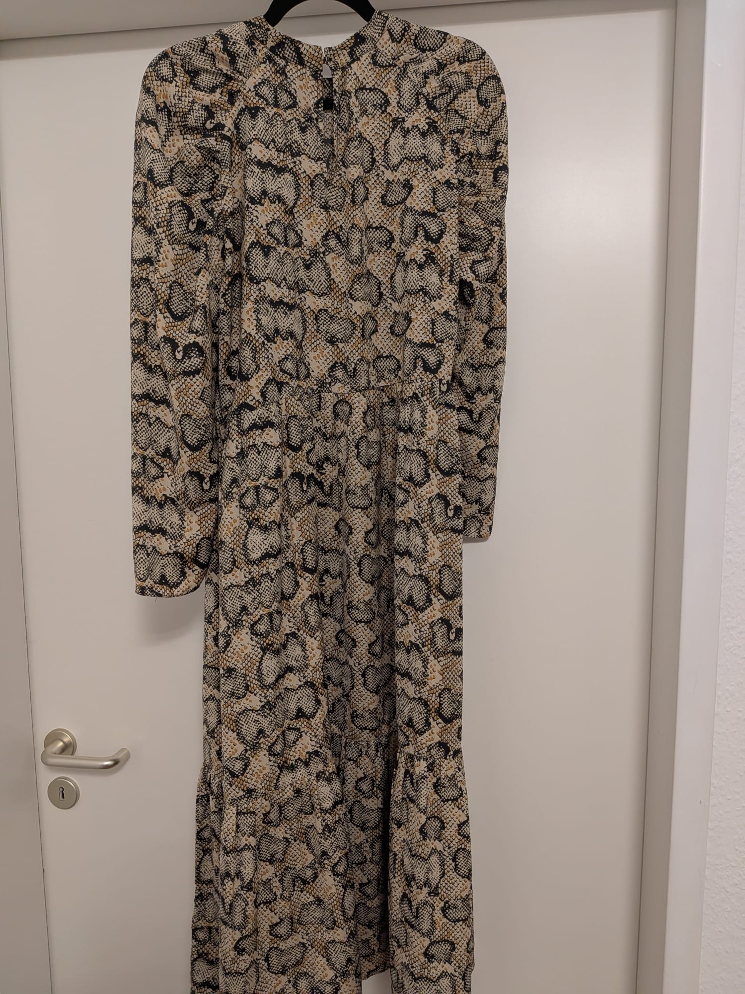Zara Schlangenmuster Midi Kleid, S, Beige/Schwarz, Sehr Gut