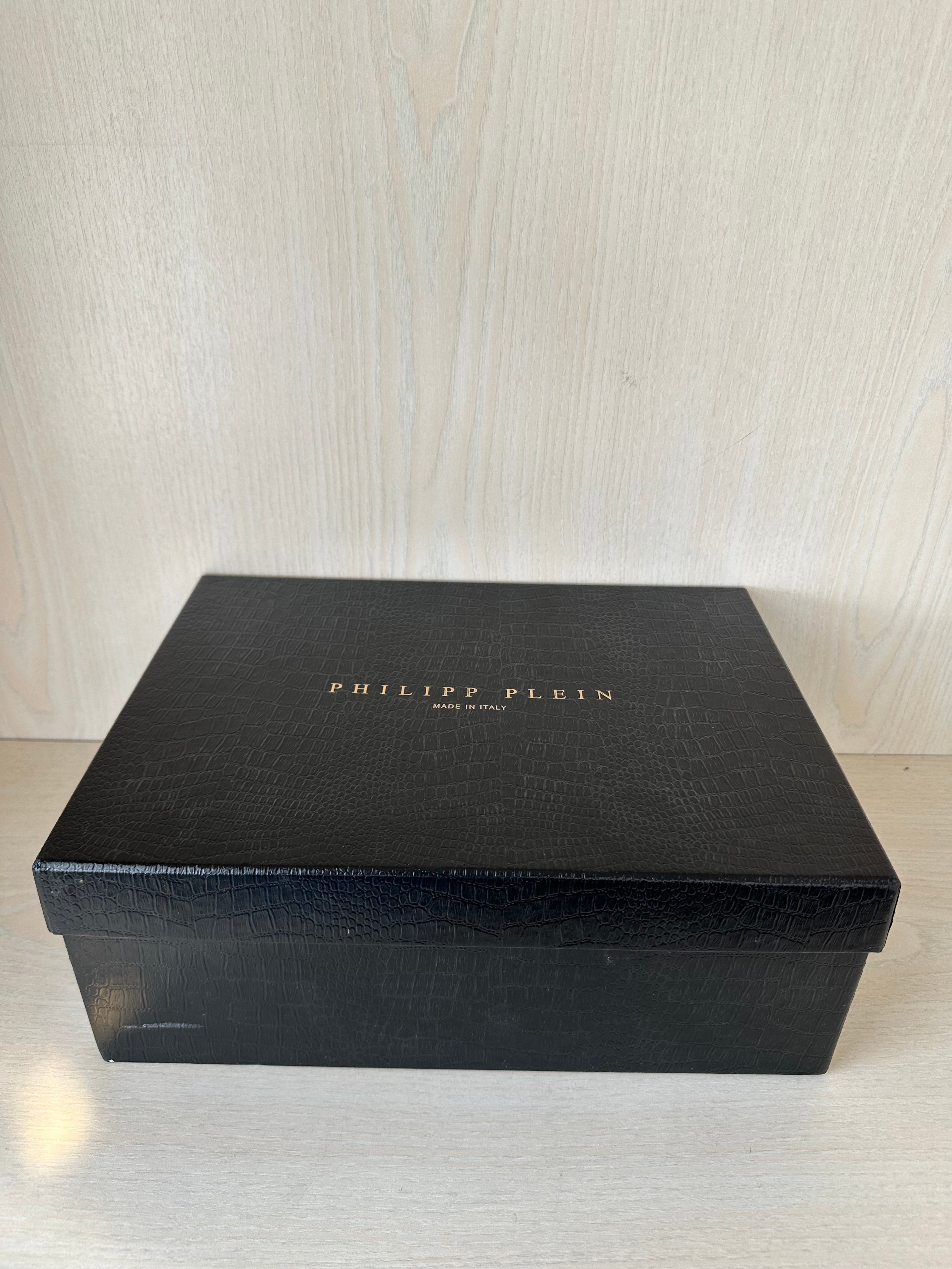 Philipp Plein Lo-Top Hexagon Leather Sneakers EU 38 Beige with Box
