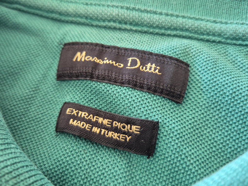 Massimo Dutti Herren Polo, Grün, XL, Extrafeines Piqué Baumwolle, Guter Zustand