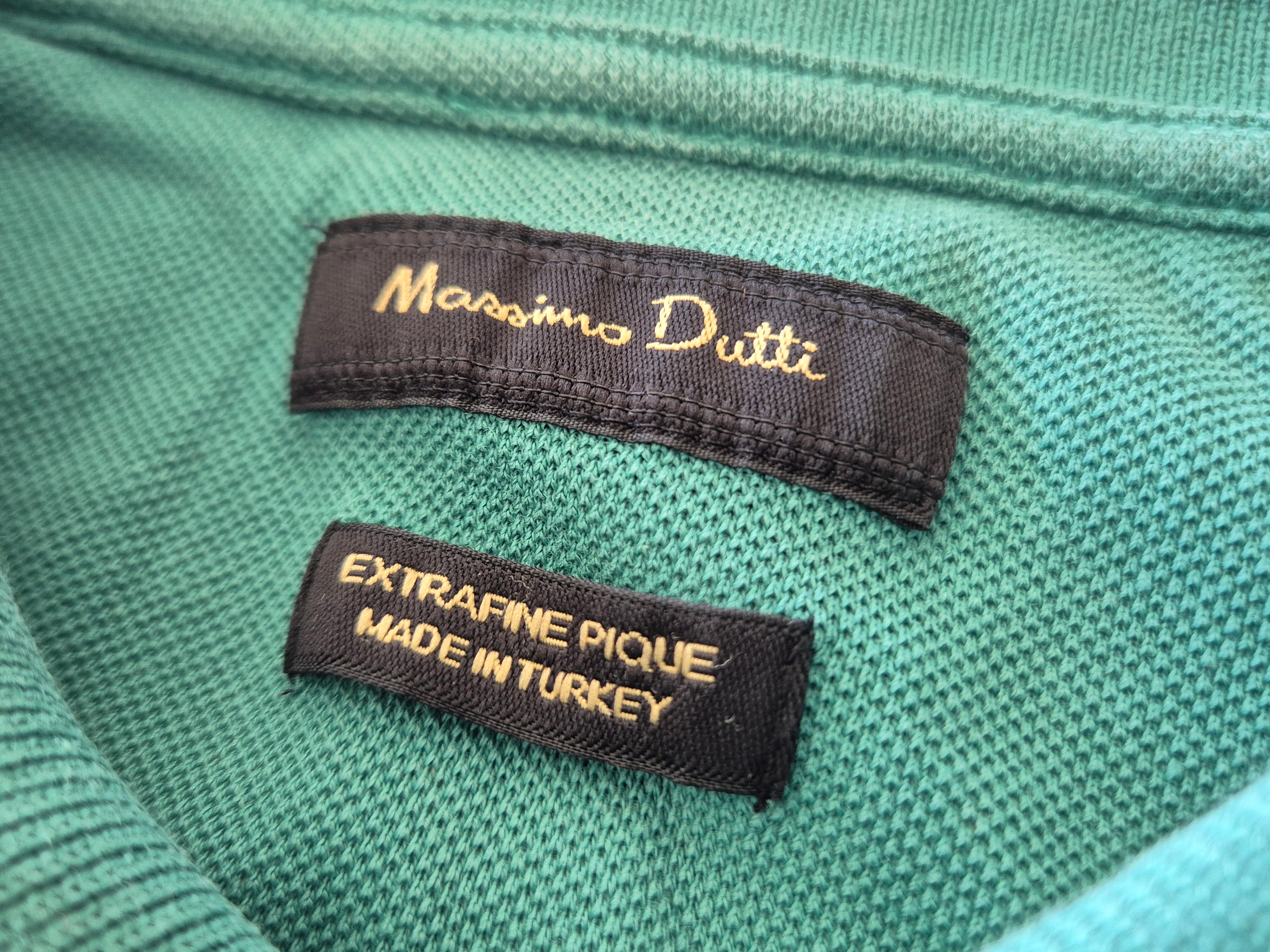 Massimo Dutti Herren Polo, Grün, XL, Extrafeines Piqué Baumwolle, Guter Zustand