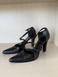 BOSS Damen Ankle-Strap Pumps, Lizard-Prägung, Leder, Schwarz, Gr. 38, Gut