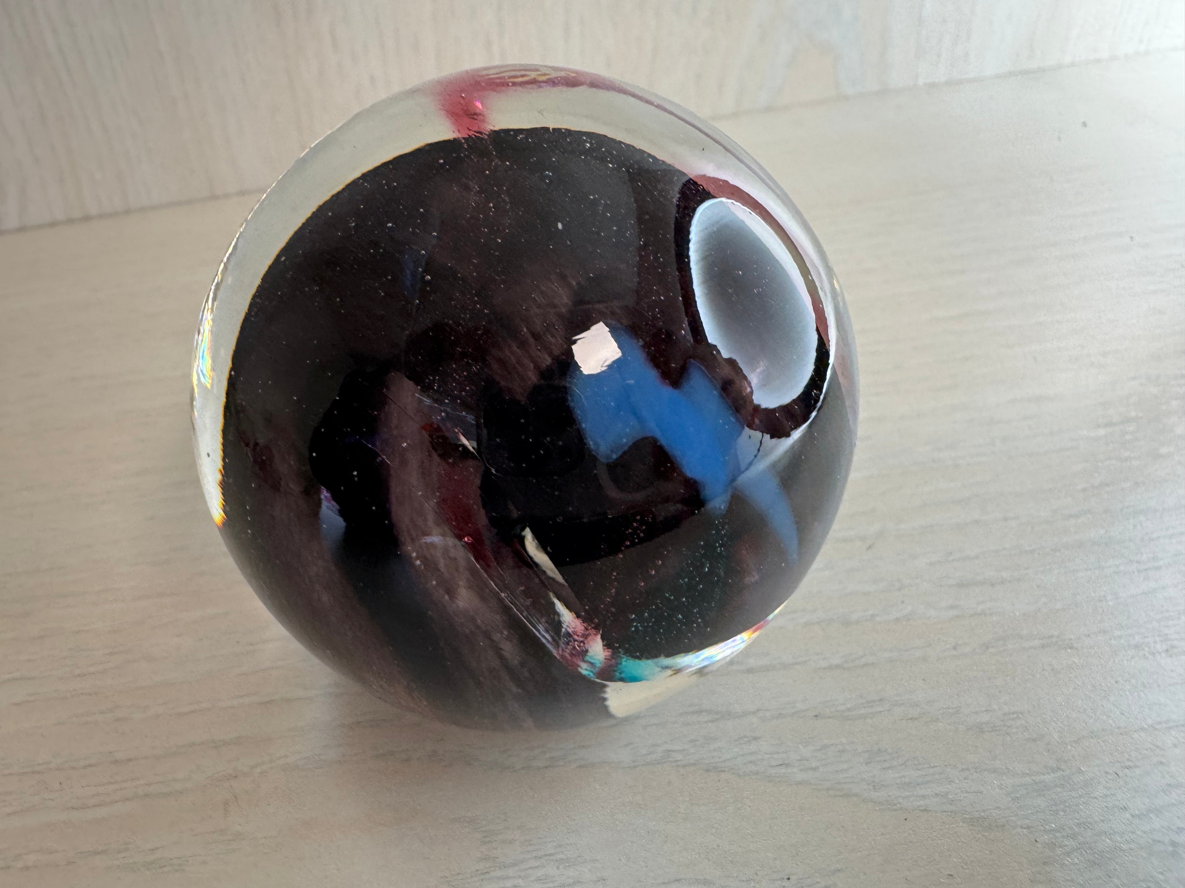 Robert Eckholt Glass Art Paperweight Iridescent Peacock, 7–8cm, Very Good