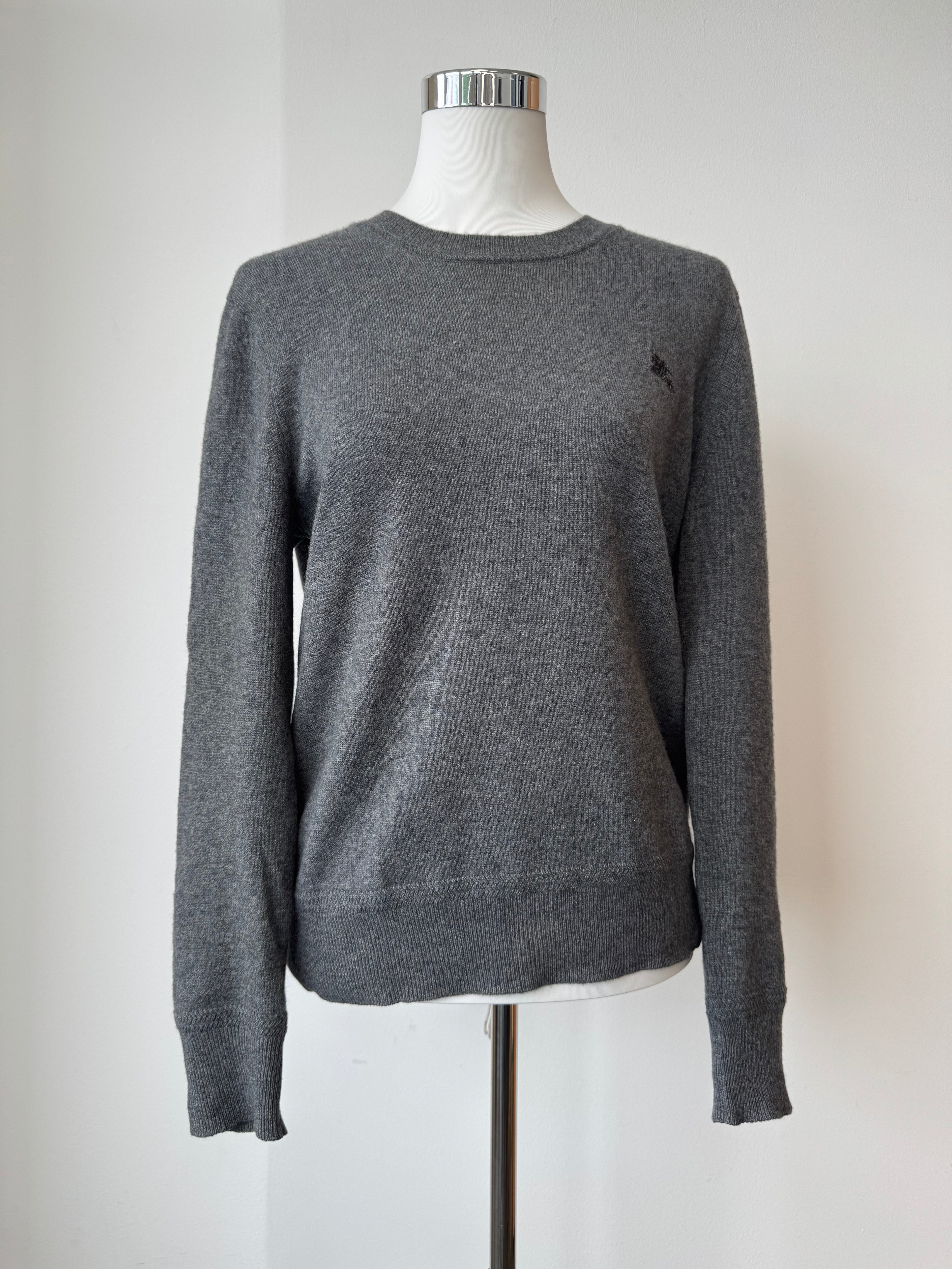 Burberry Kaschmir Crew Neck Pullover Grau Medium Guter Zustand
