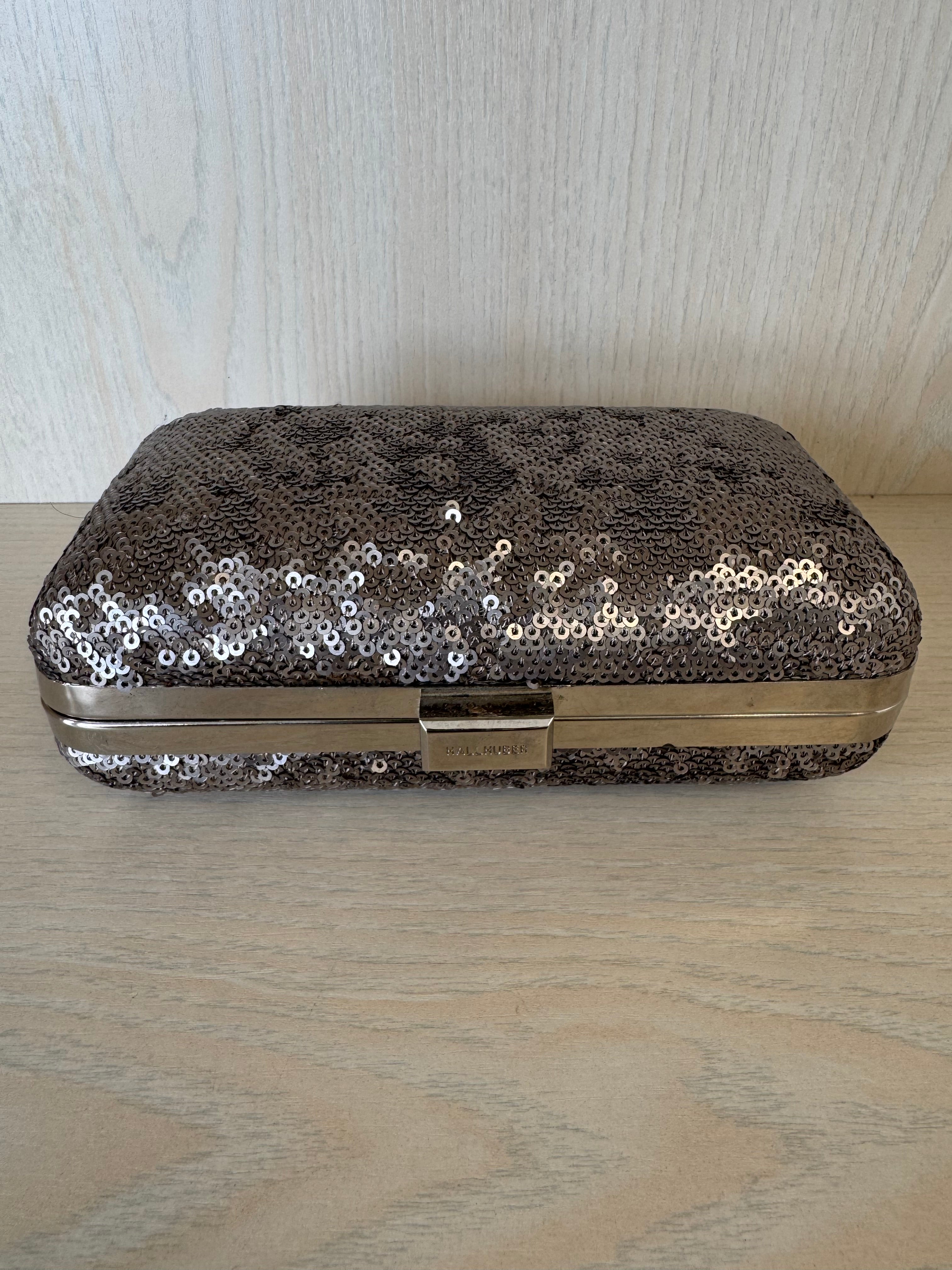 Hallhuber Sequin Box Clutch – Silver, Small, Very Good Condition