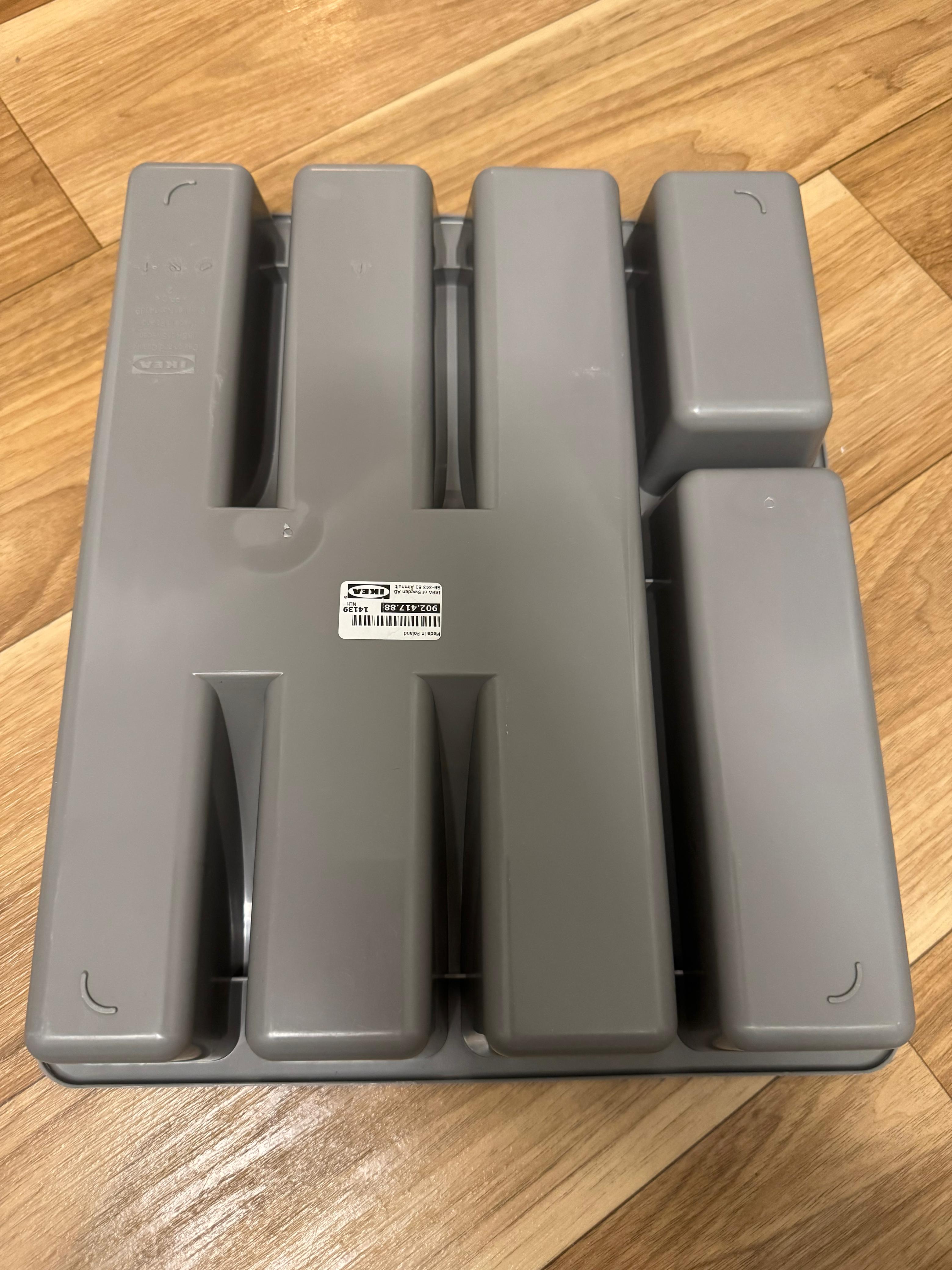 IKEA SMÄCKER Cutlery Tray, Gray, 12x10 in, Very Good Condition