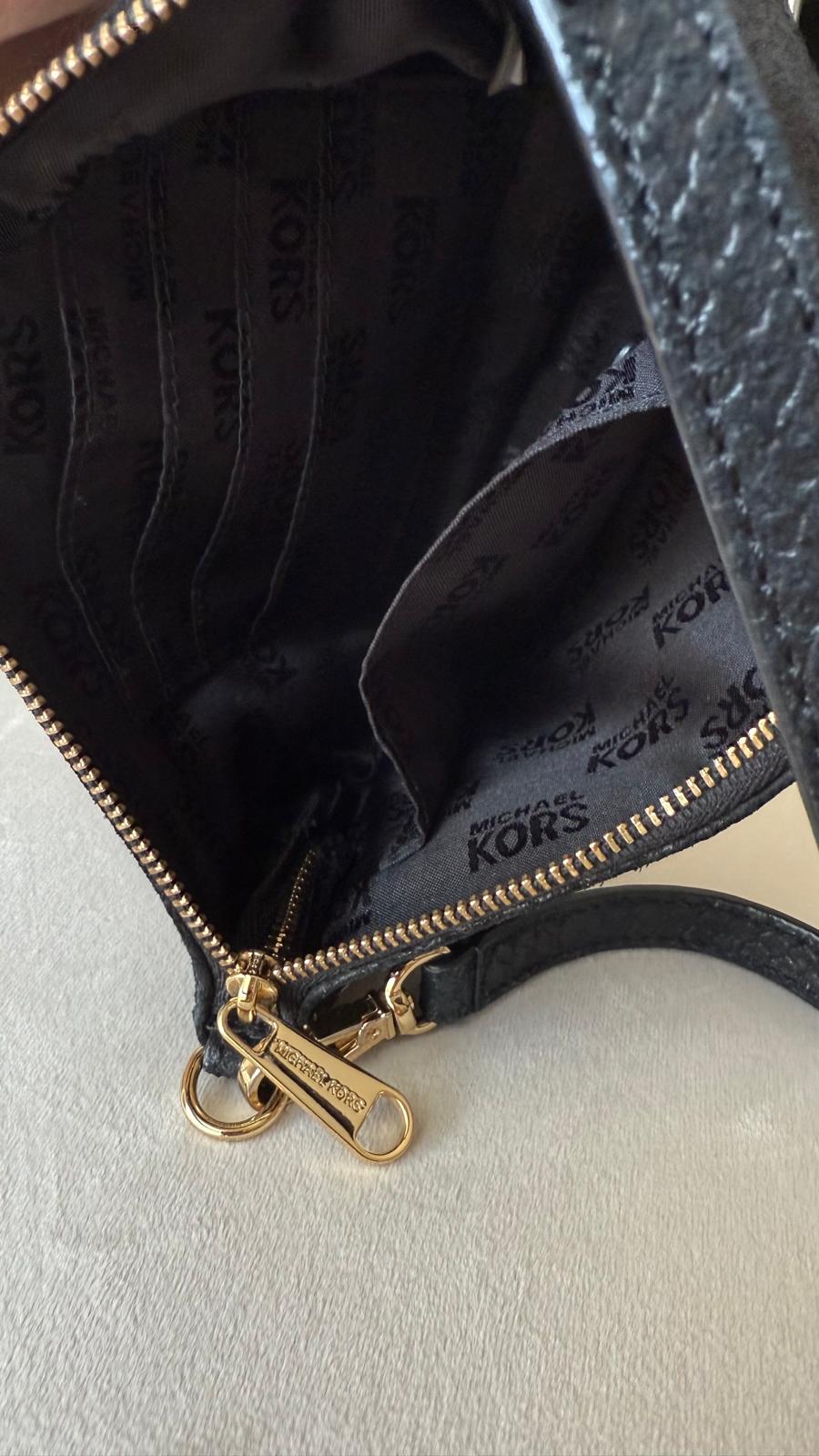 Michael Kors Python-Embossed Leather Wristlet Clutch | Black | Very Good
