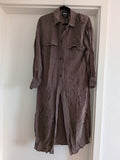 ZARA Button Front Duster Shirt Dress, Chocolate Brown, Size S, Very Good