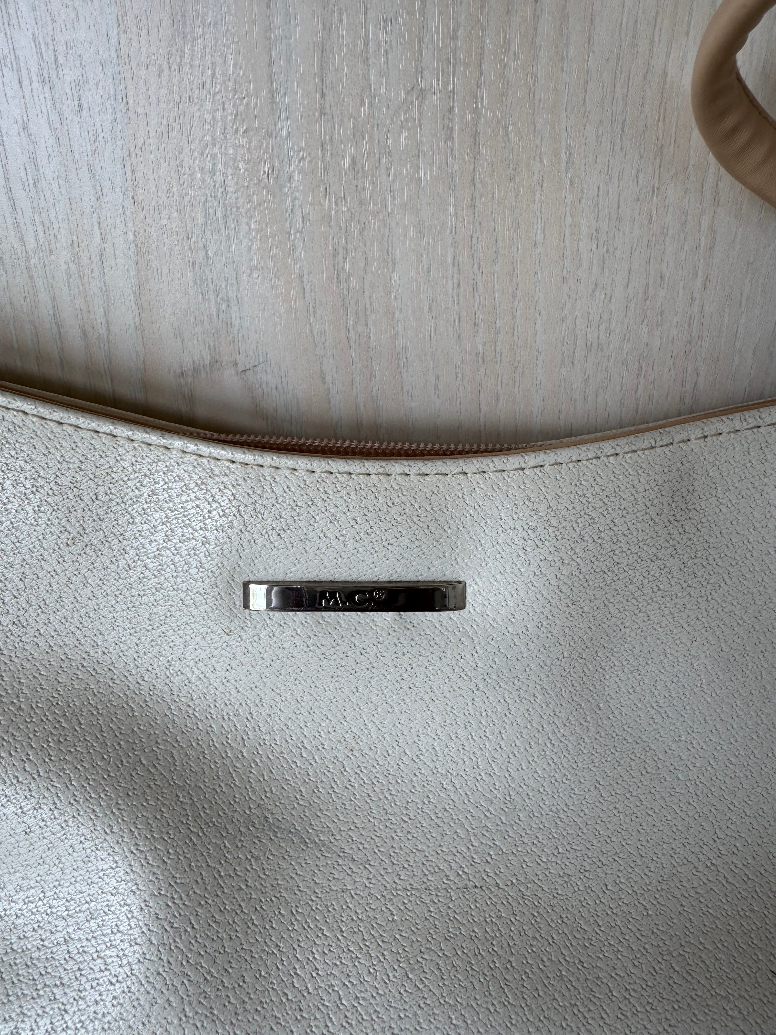M.C Schultertasche – Synthetikleder, Elfenbein, Mittel, Gebraucht