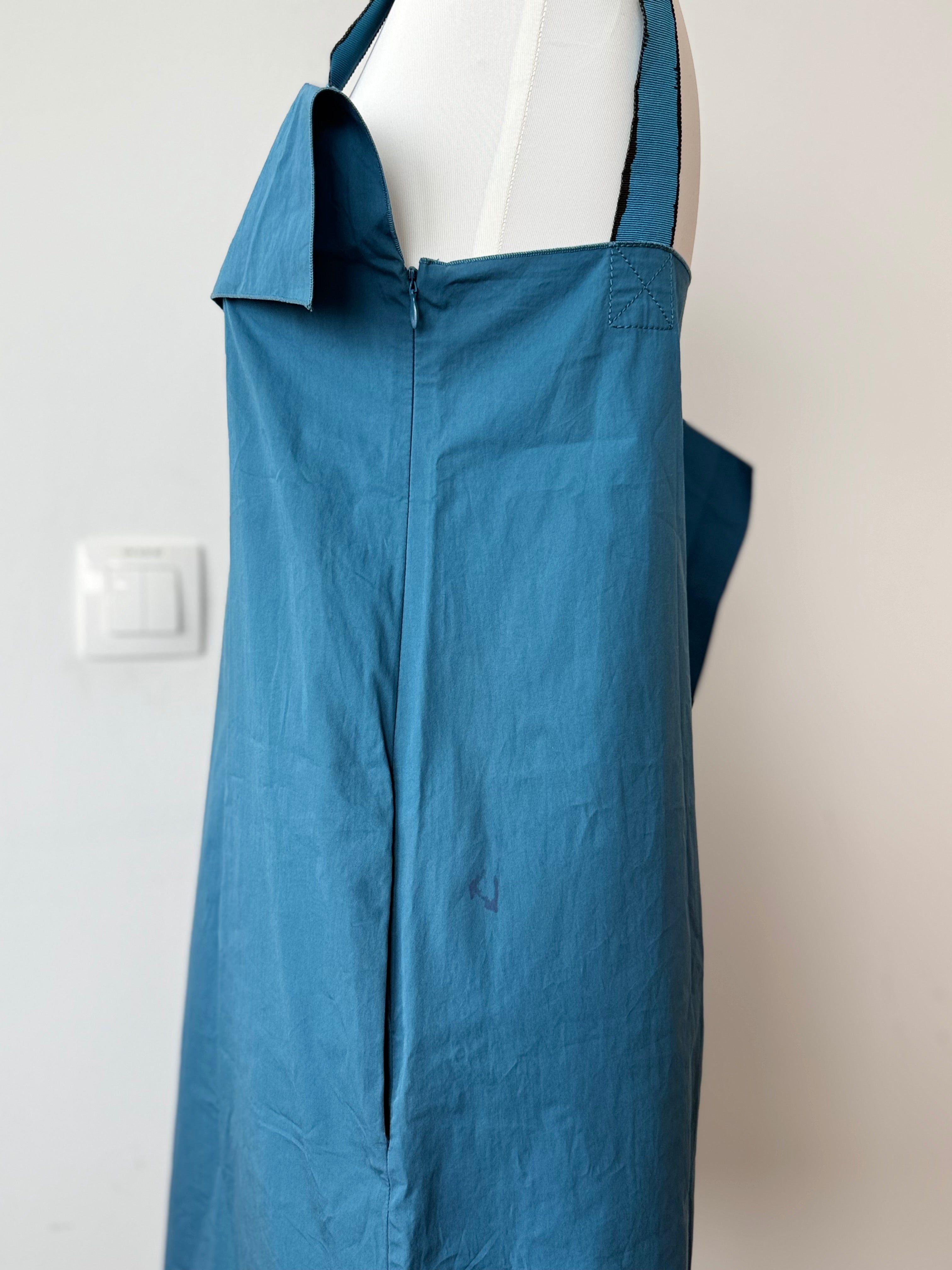 Bottega Veneta Kleid IT 40 – asymmetrisch, Volants, Baumwolle, Ägäisblau, gut