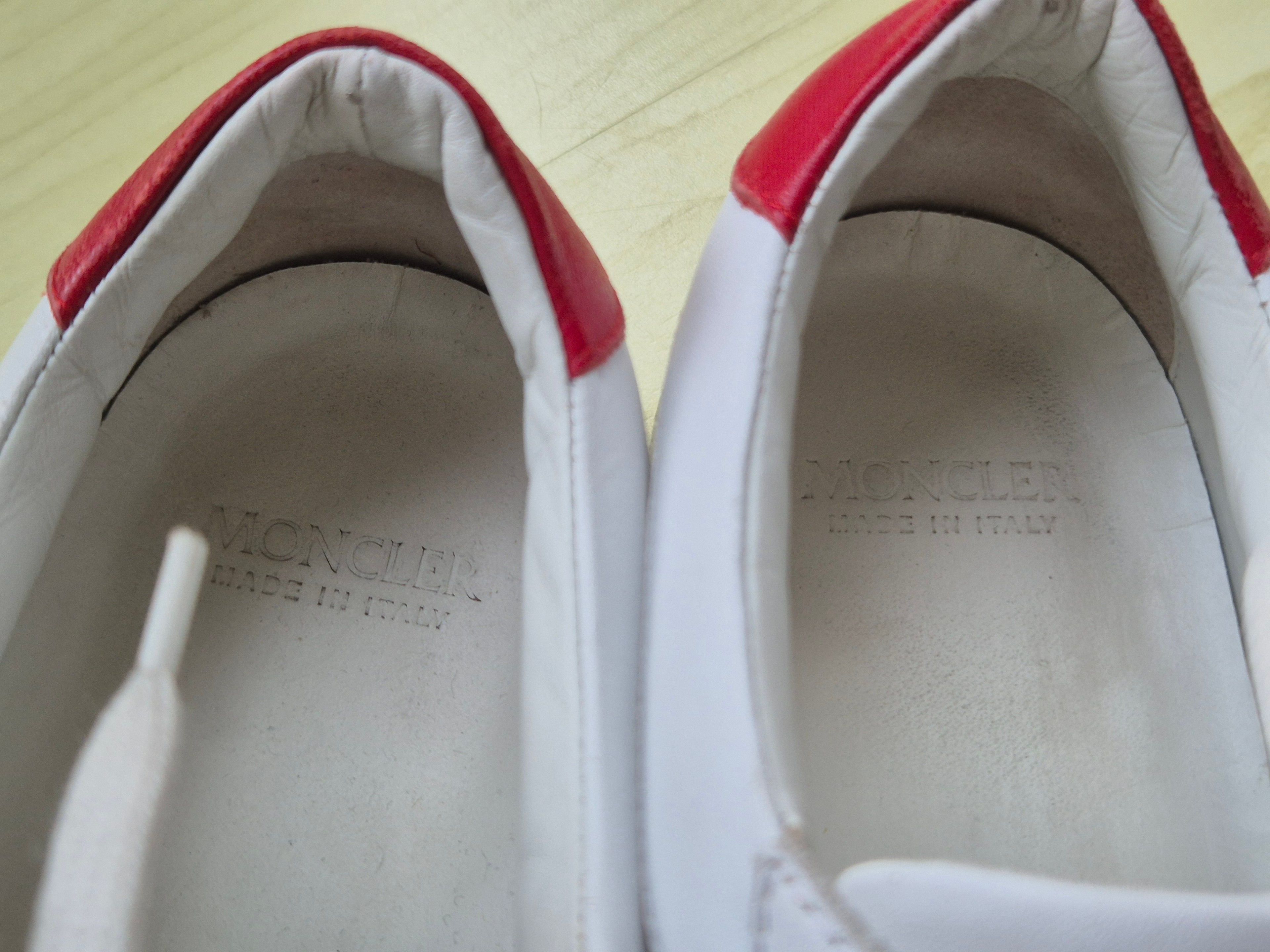 Moncler Low-Top Sneakers White/Red Leather EU 38 Normal Use