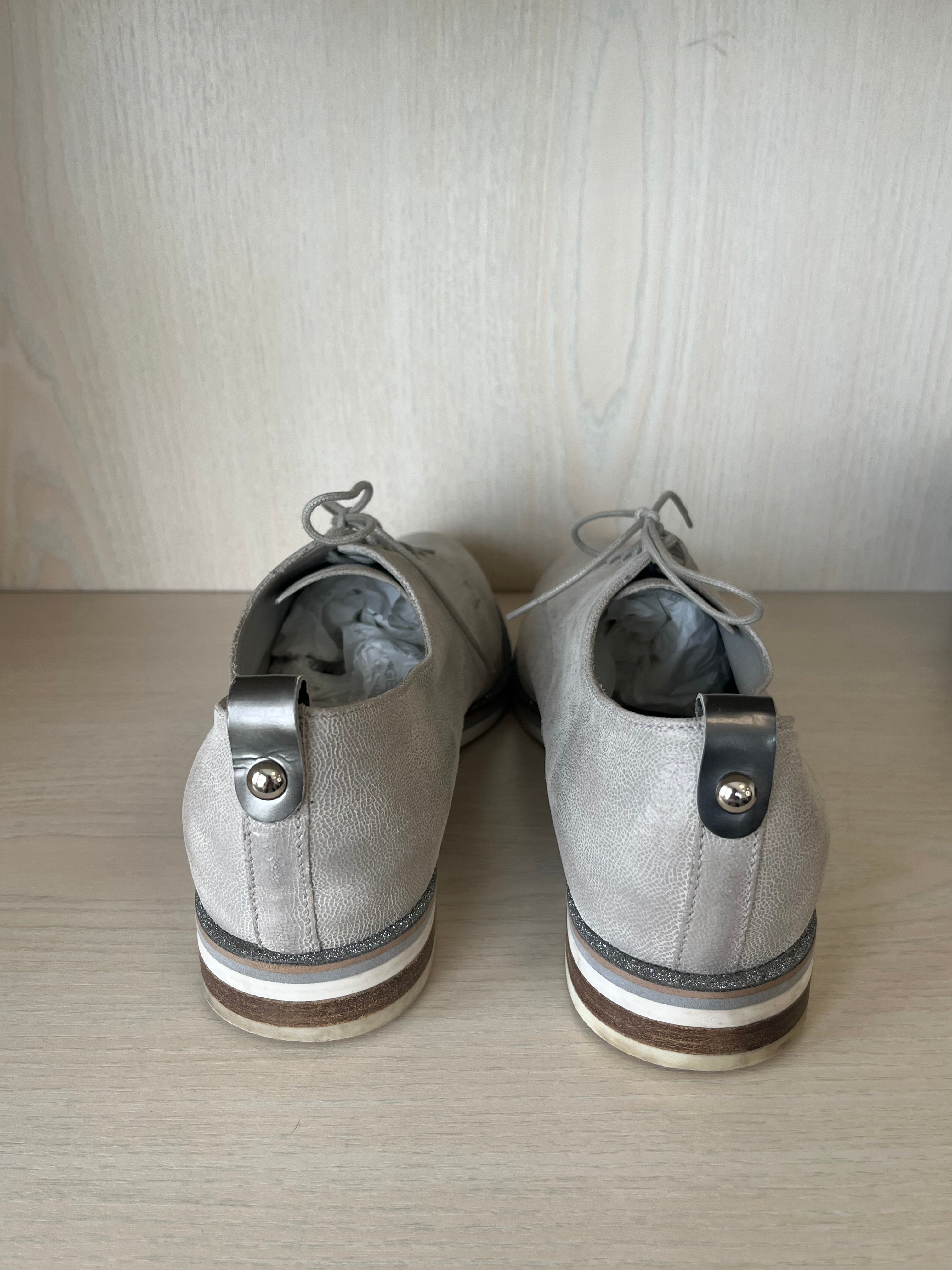 Maripe Linen Derby Shoes, Grey/Silver, EU 39, Good Condition