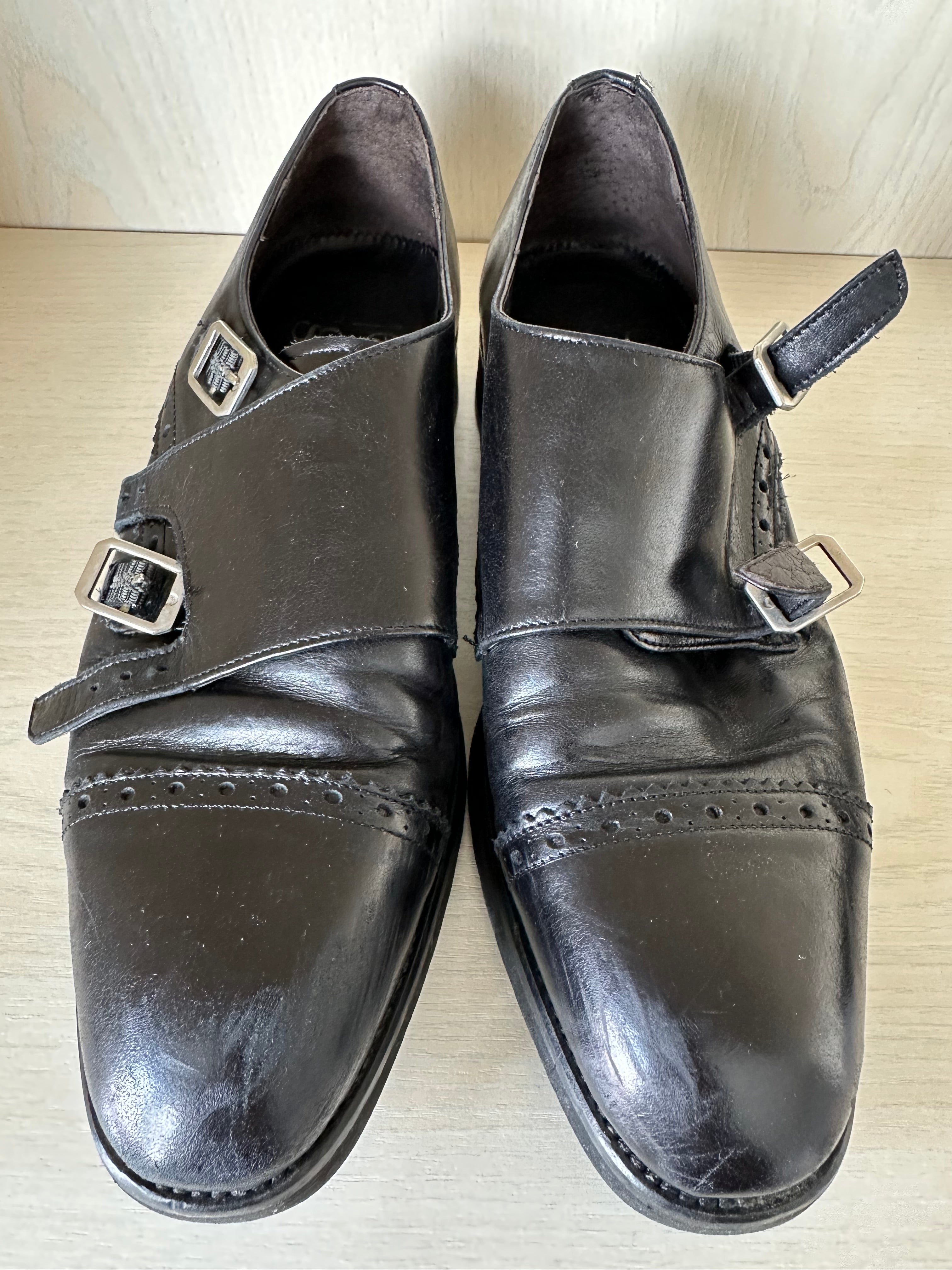 Luis Gonzalo Double-Monk Strap Leather Shoes Black EU 37 – Good Condition