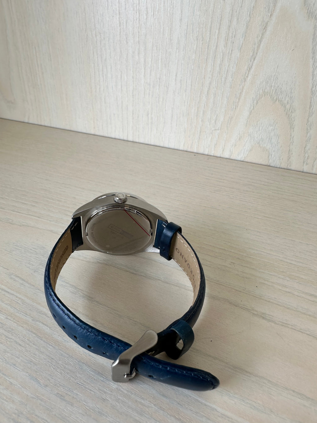 Giordano Herren Quarzuhr, Edelstahl, Blaues Lederband, 50m WR, Box, Sehr Gut