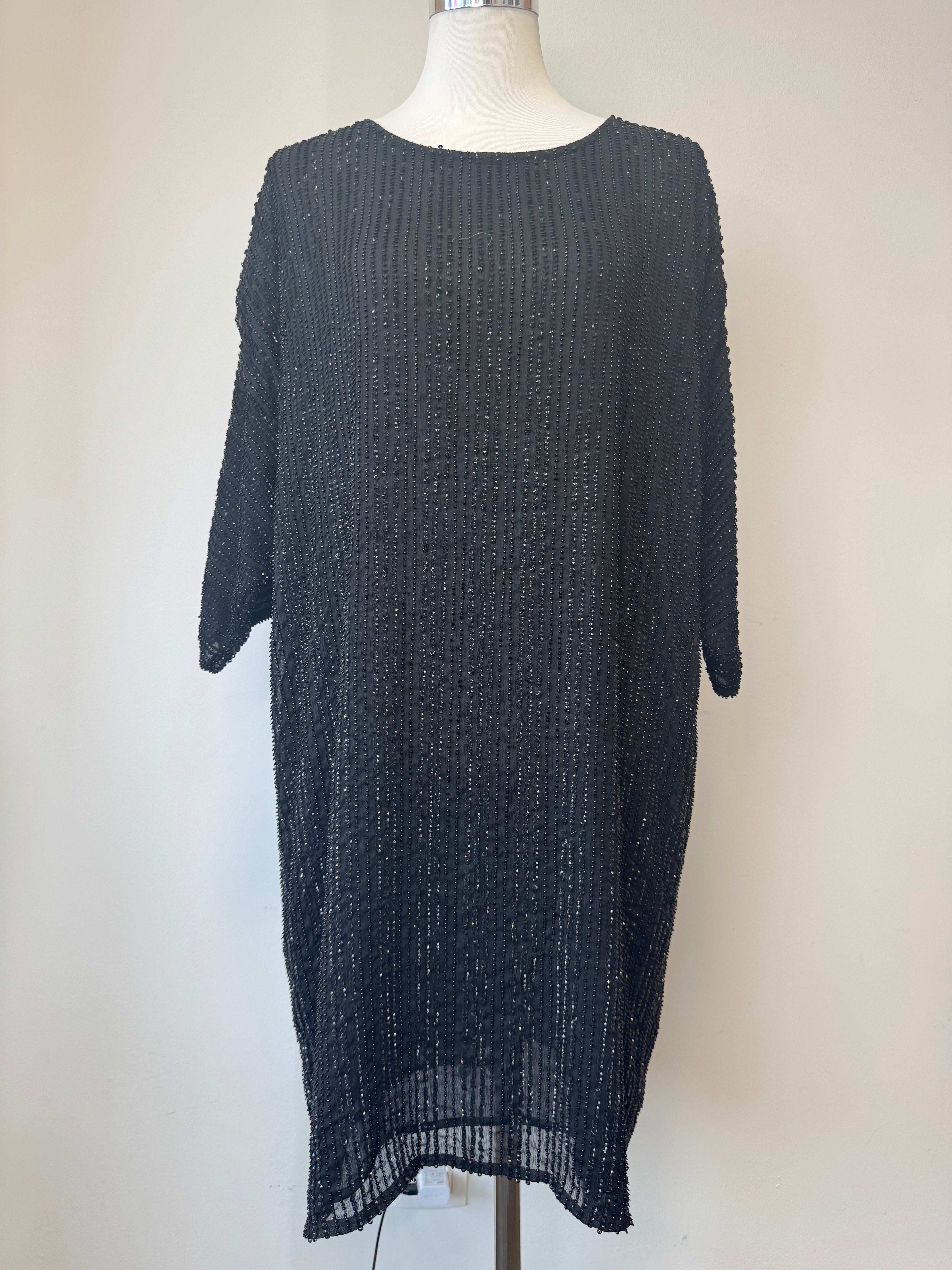 Marc Cain beaded shift dress, EU 44 / UK 16, black, very good condition