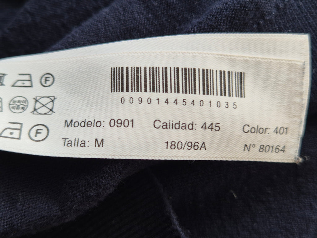 Massimo Dutti Men’s Navy Fine-Gauge V-Neck Sweater, Size M, Very Good