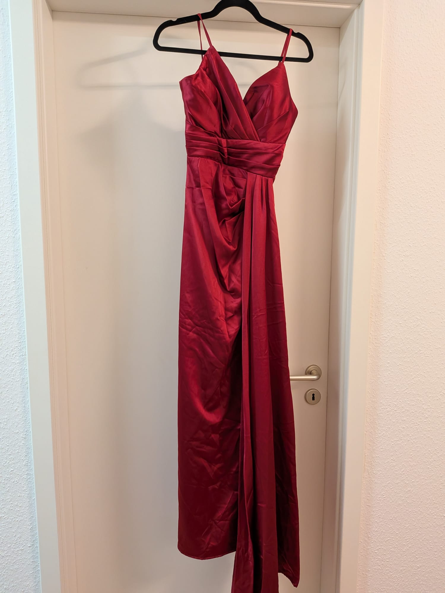 Rust Red Satin Evening Gown by Podyum Life, Like New, Size Unknown