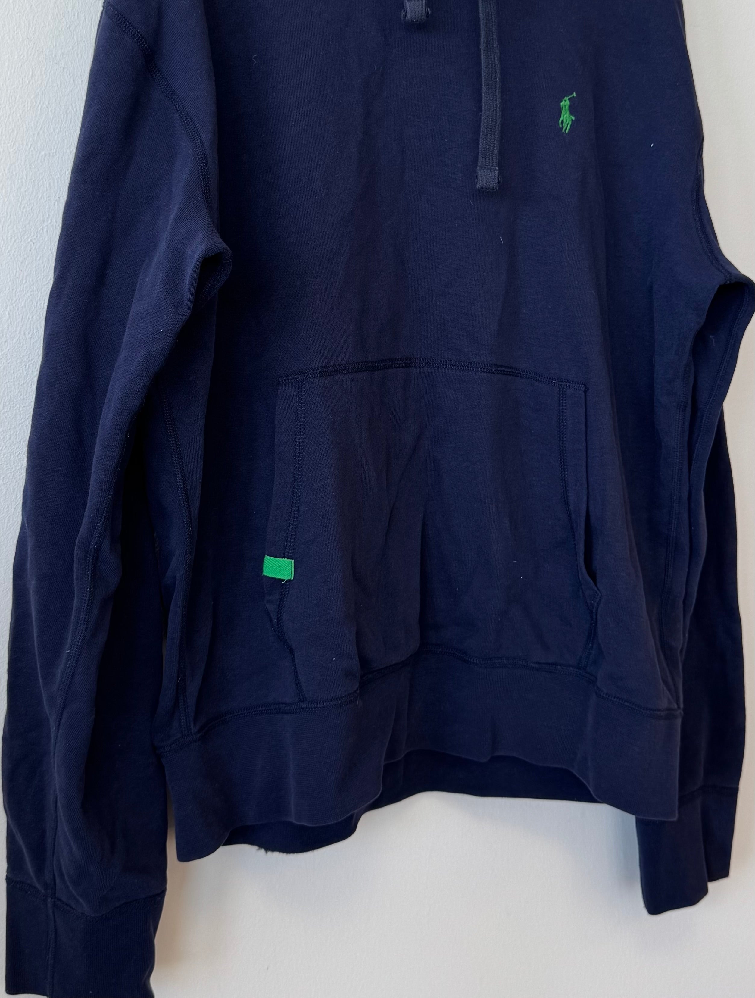 Polo Ralph Lauren Performance Hoodie Navy Blue Green Logo Size M Good Condition