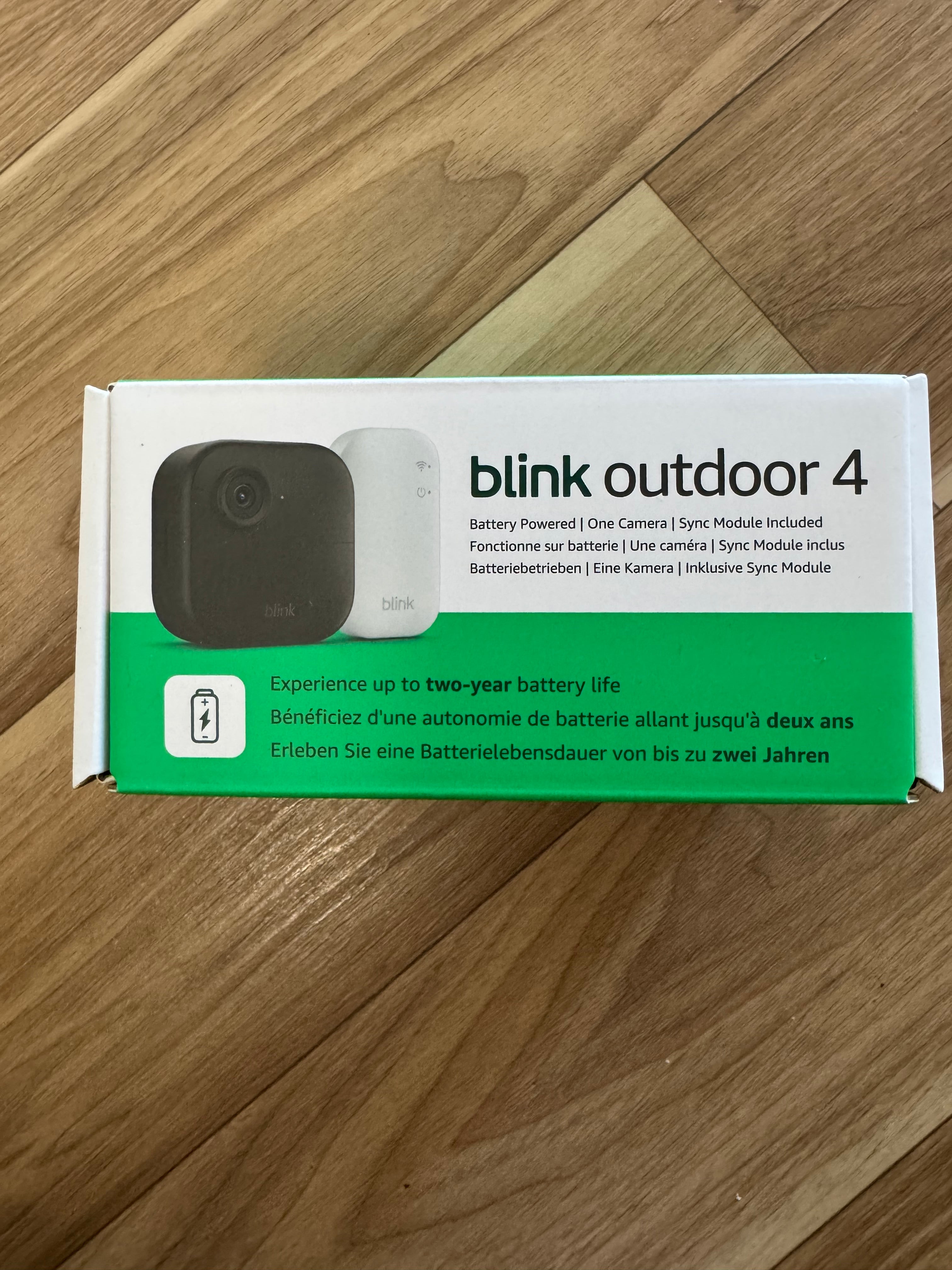 Blink Outdoor 4 (4th Gen) 1-Camera System + Sync Module 2, Black, New Sealed