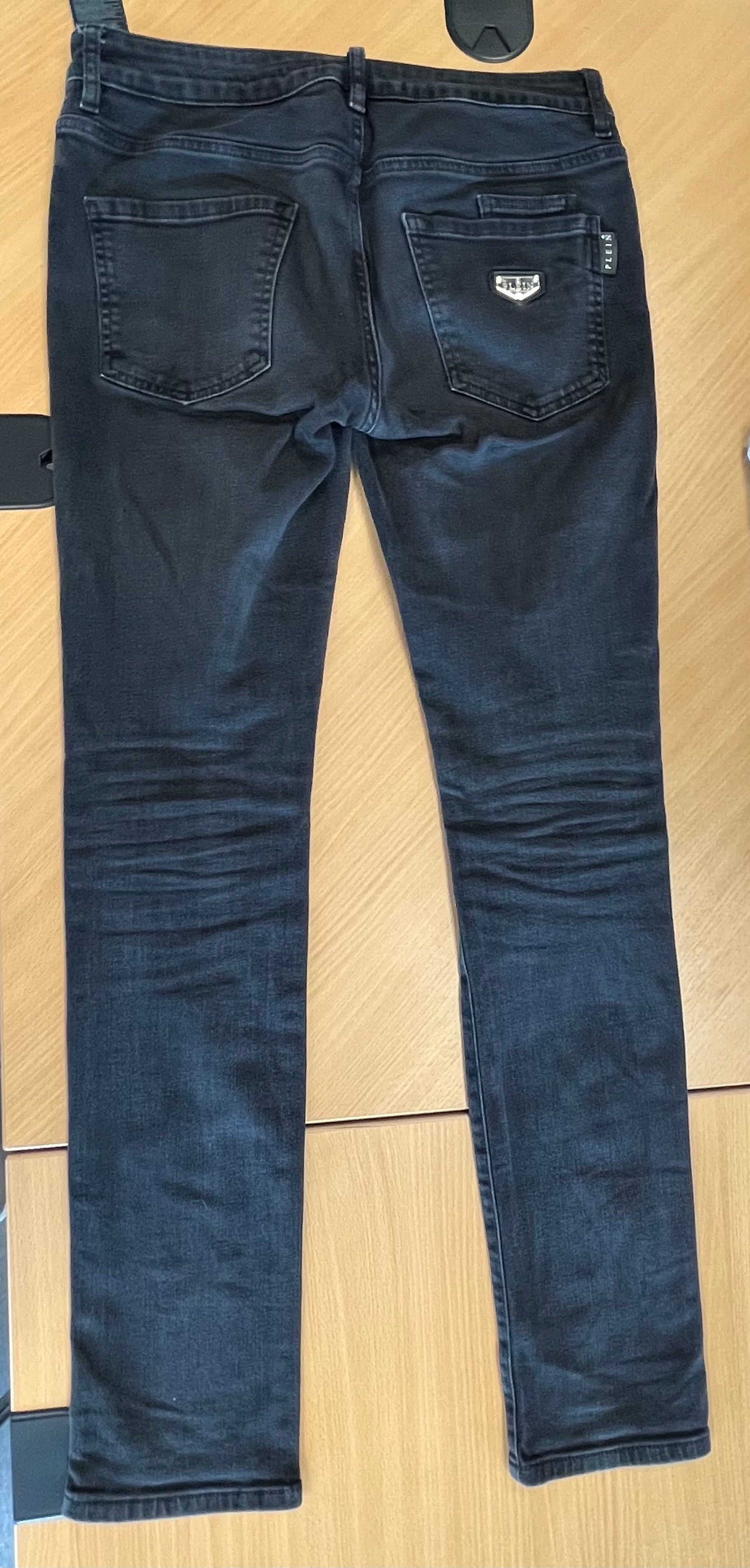 Philipp Plein Super Straight Cut Black Out Jeans W33 Black/Red, Good Condition