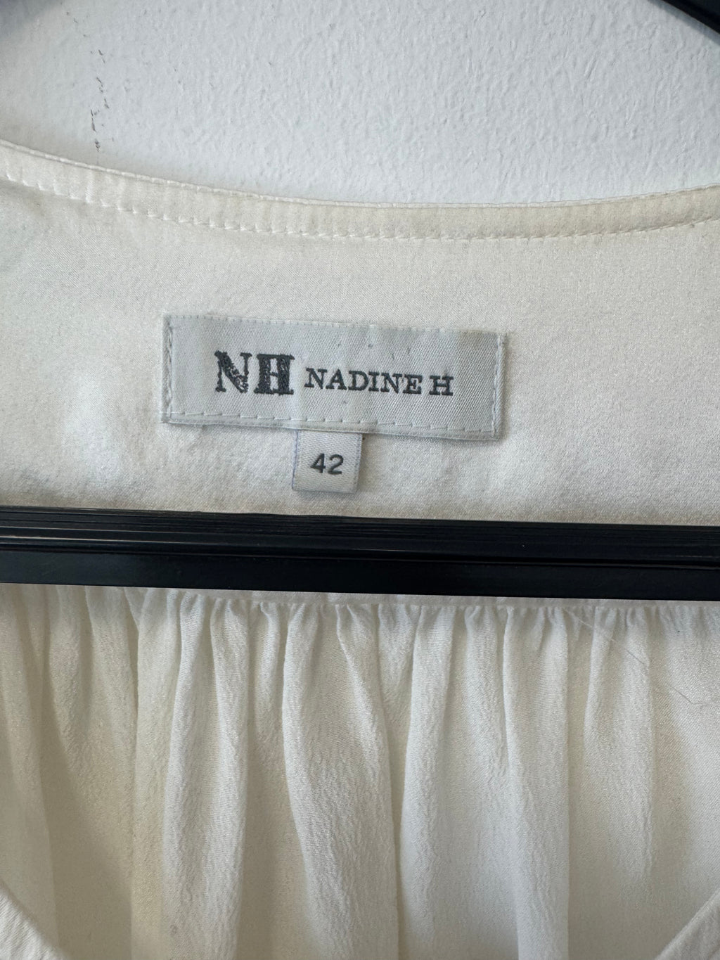100% Seidenbluse von Nadine H, Größe 42/L, Off-White, guter Zustand