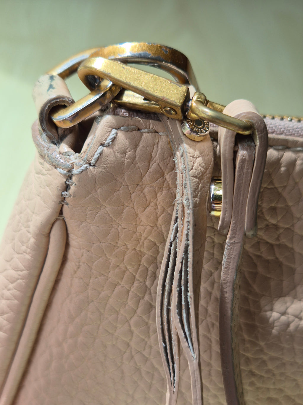 Gianni Chiarini Leder Crossbody Bag Medium Beige 23x16x4cm Gebraucht