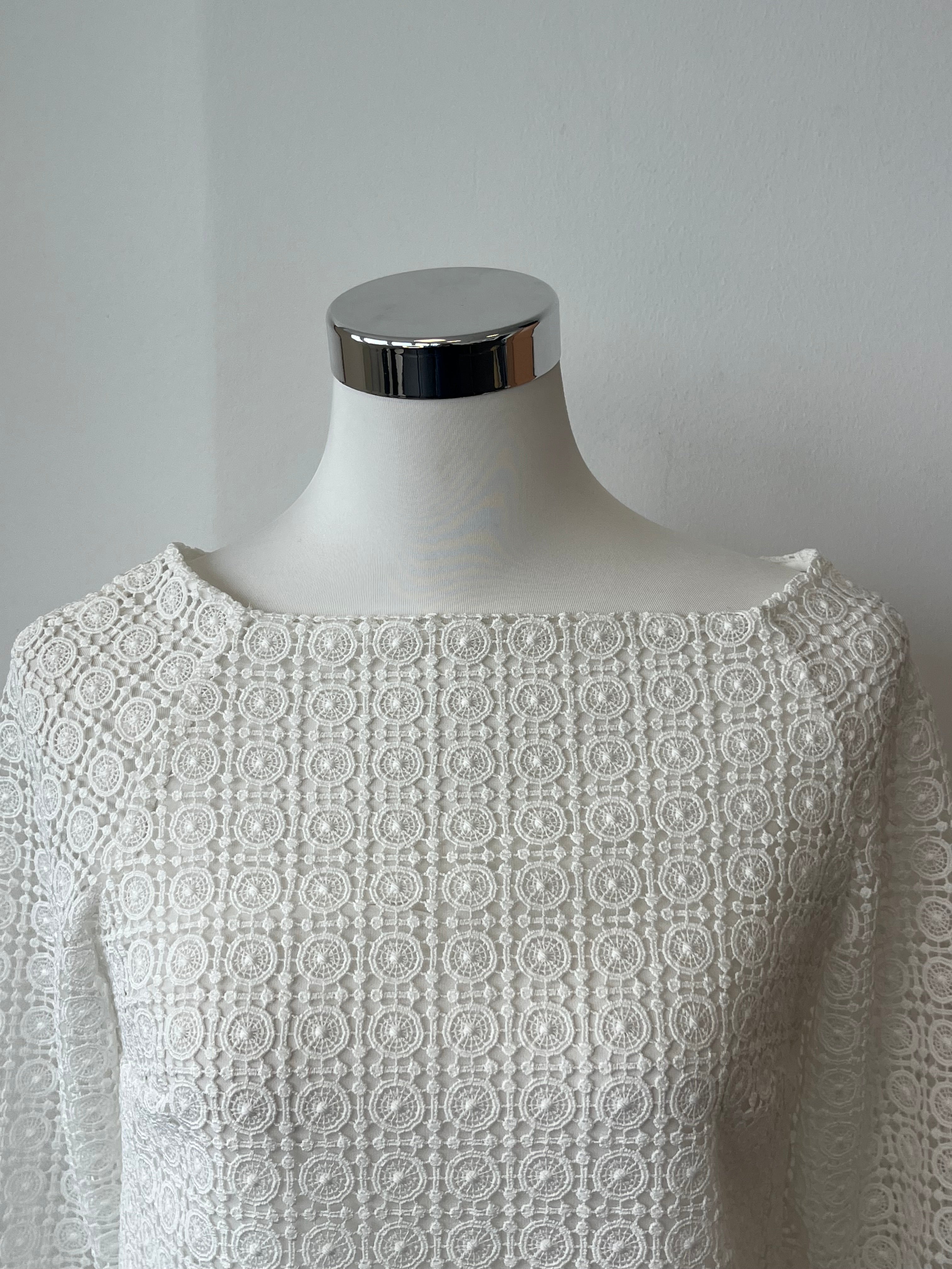 Massimo Dutti Guipure Lace Blouse | EU 36 | Ivory | Geometric | Very Good