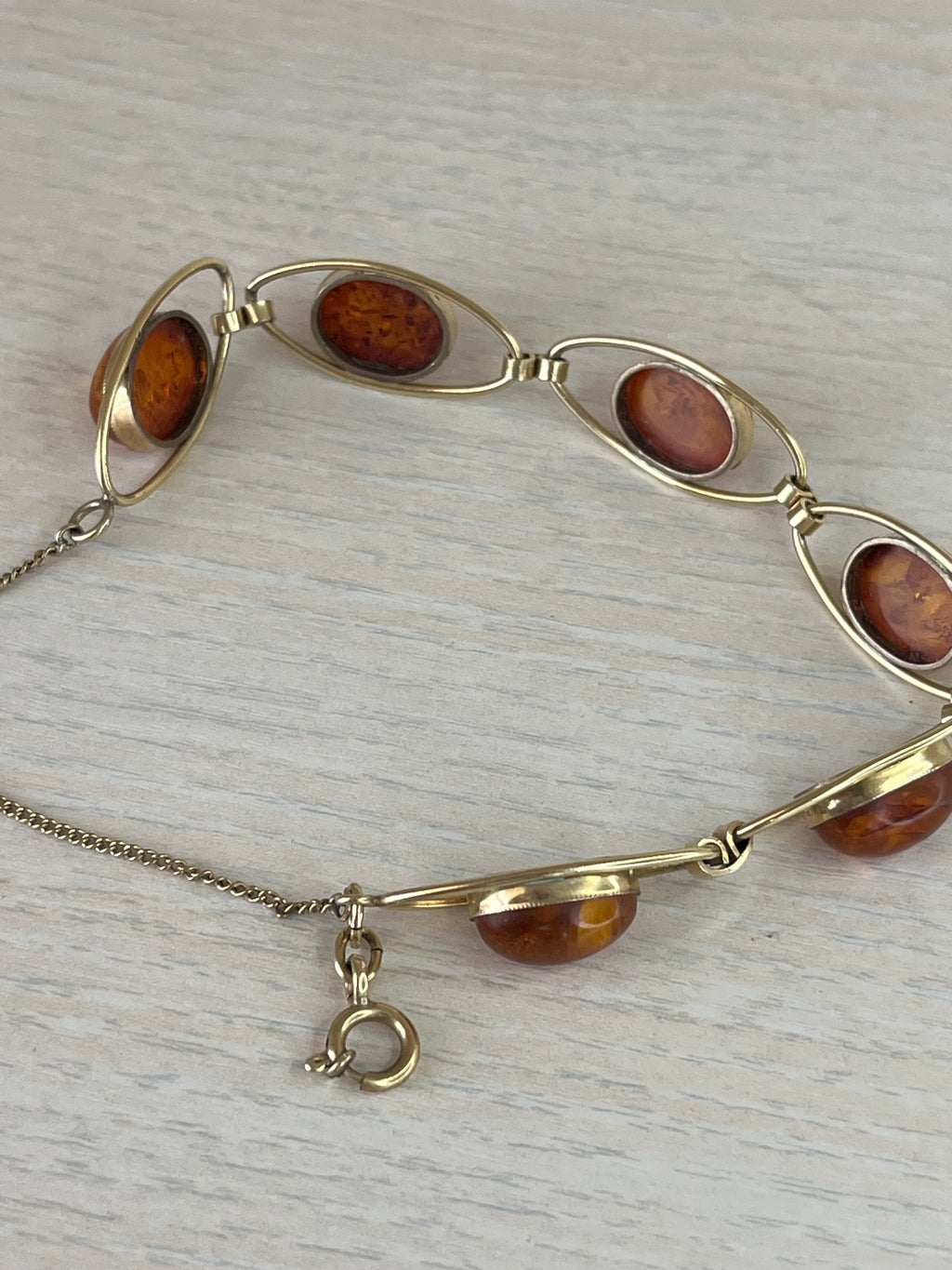 Vintage 925 Silber & Baltischer Bernstein Armband | 20 cm | Guter Zustand