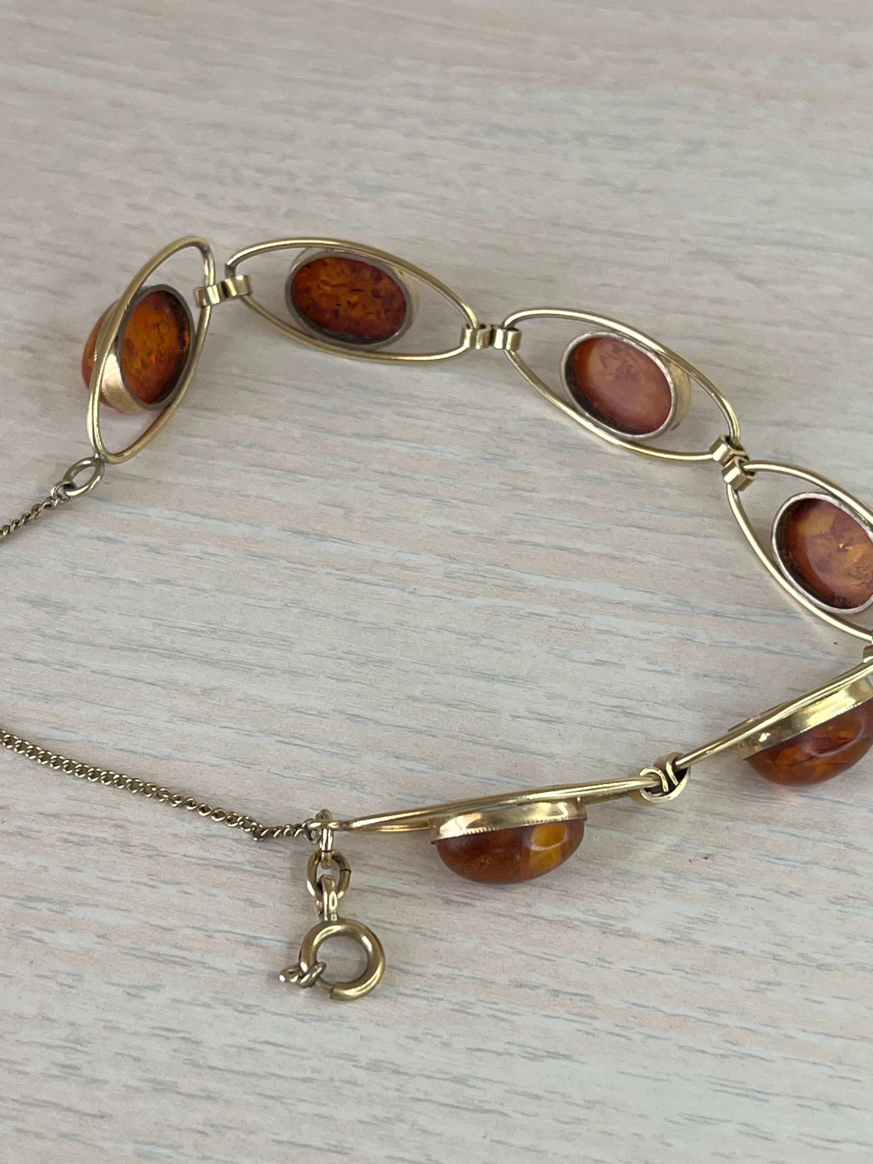 Vintage 925 Silber & Baltischer Bernstein Armband | 20 cm | Guter Zustand