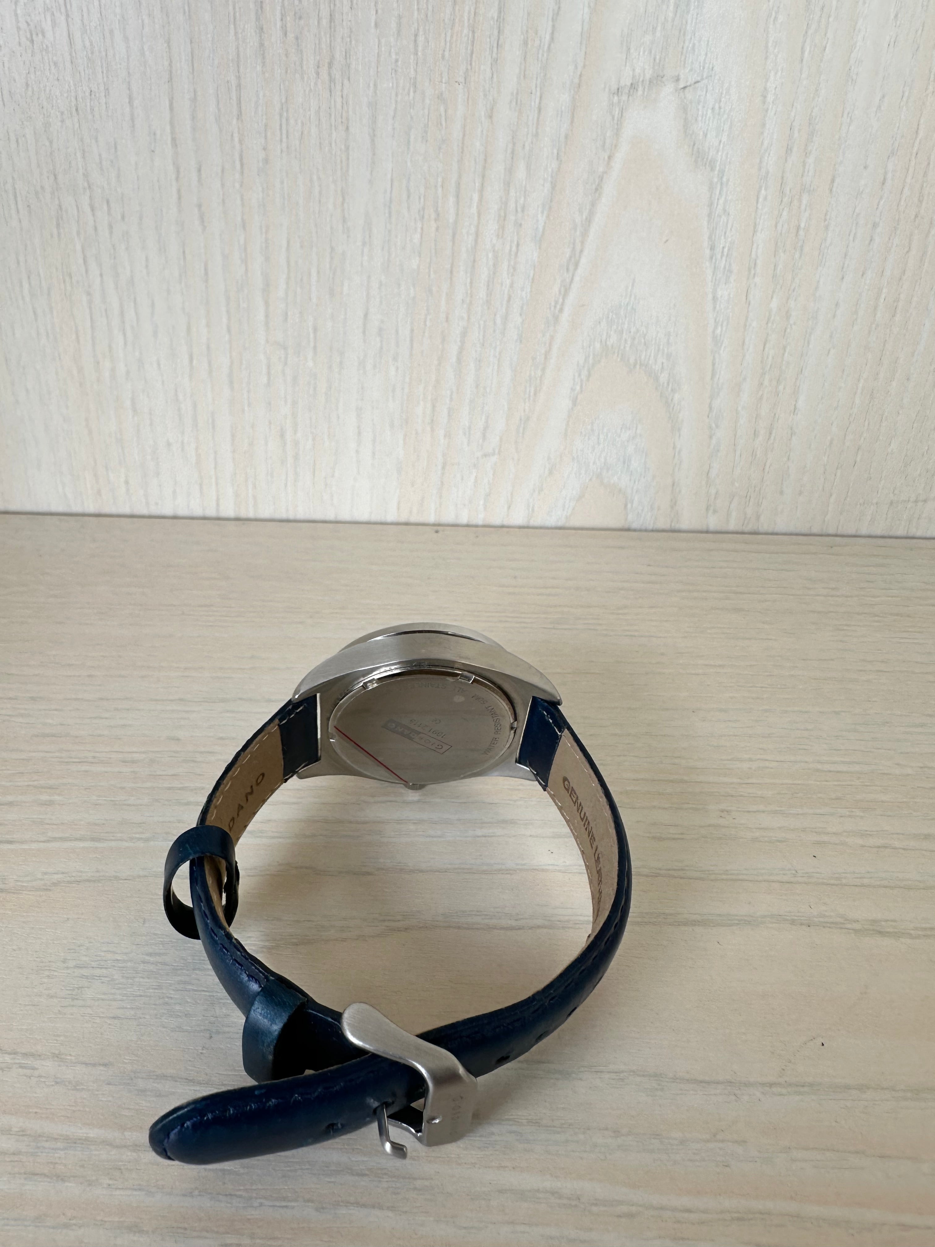 Giordano Herren Quarzuhr, Edelstahl, Blaues Lederband, 50m WR, Box, Sehr Gut
