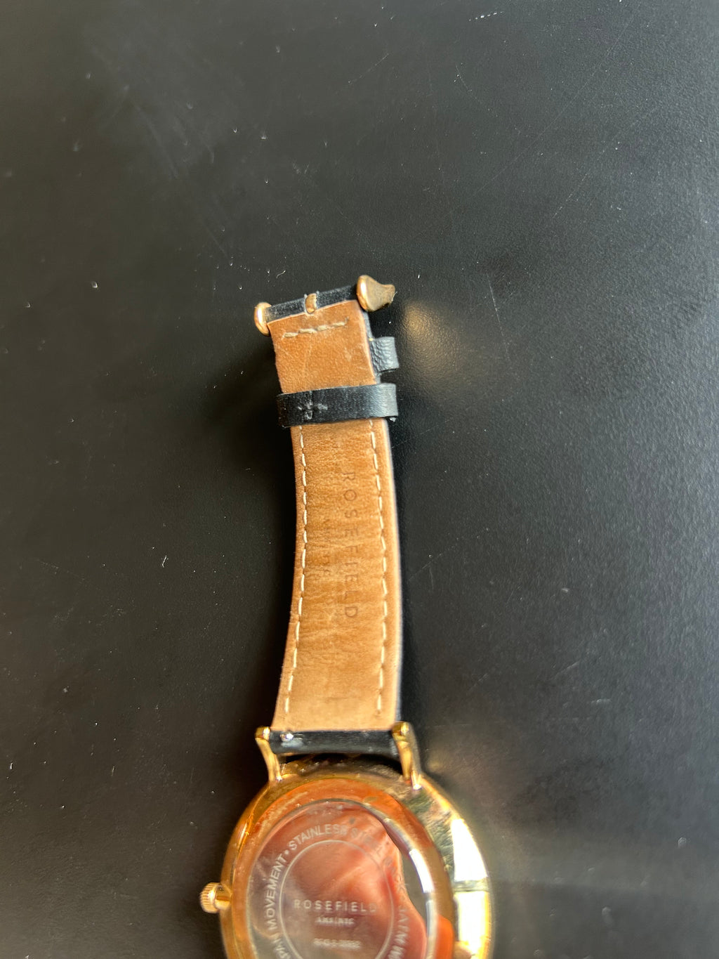 Rosefield The Bowery Damen Uhr | 38mm | Schwarz/Gold | Leder | Sehr guter Zustand