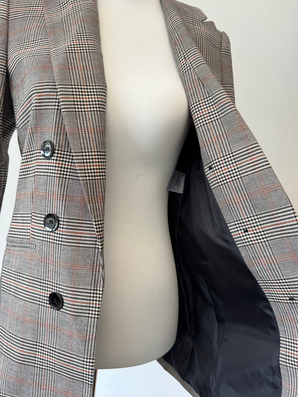 Bar III Glen Plaid Doppelreihiger Blazer Braun Check Gr. S – Wie Neu