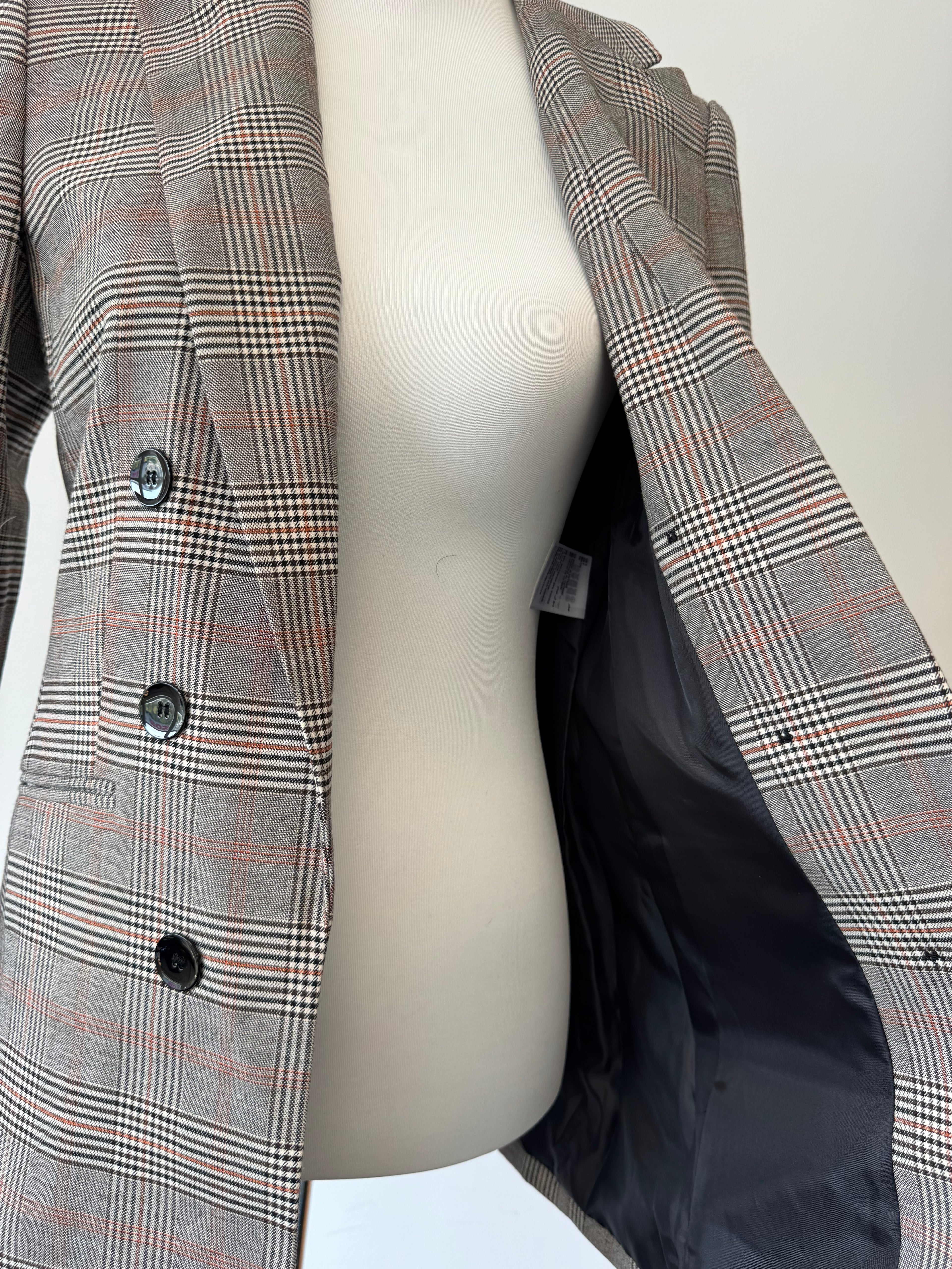 Bar III Glen Plaid Doppelreihiger Blazer Braun Check Gr. S – Wie Neu
