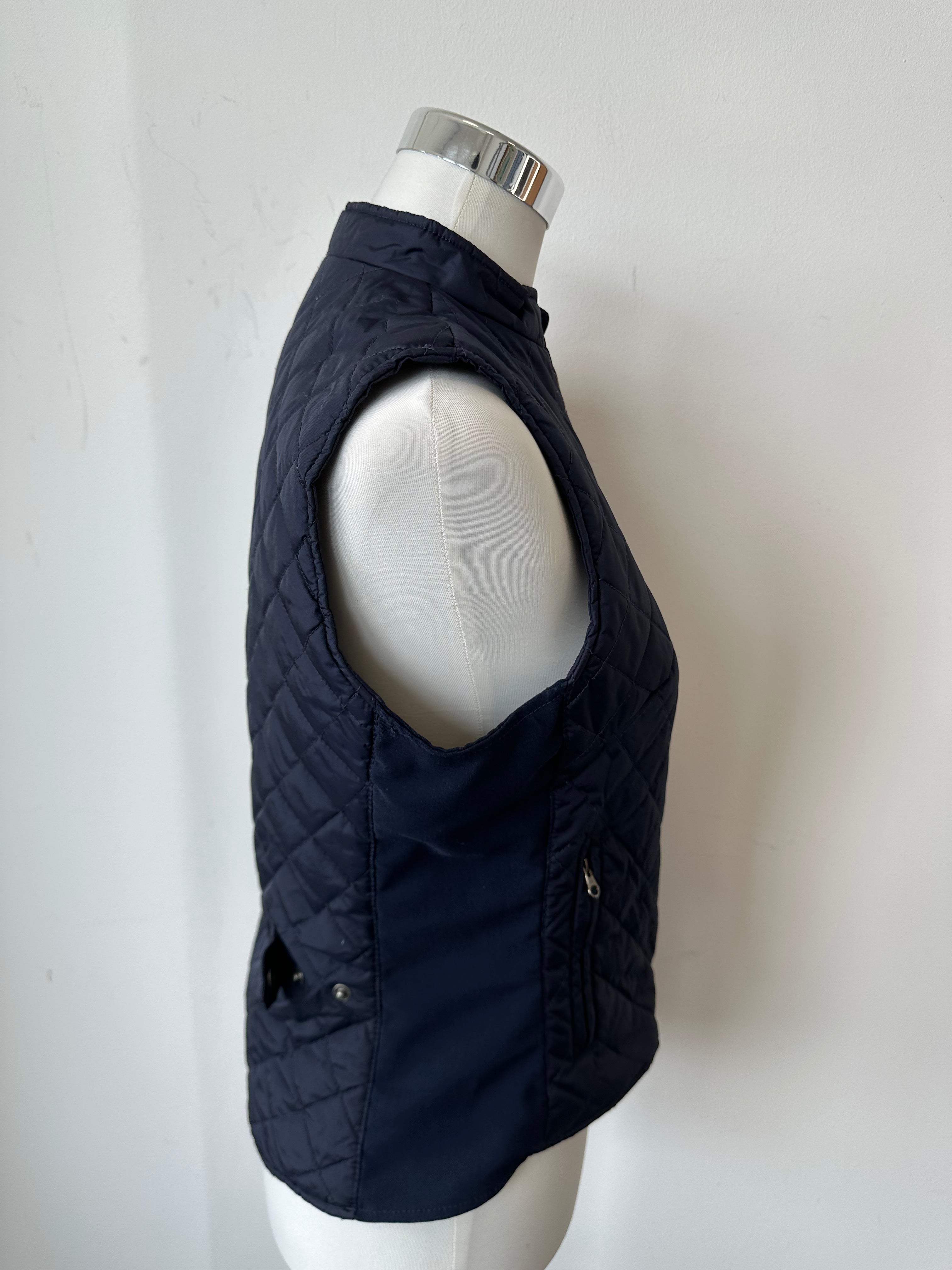 Iris Bayer Quilted Equestrian Vest Navy Blue Size 38 (M) – Good Condition