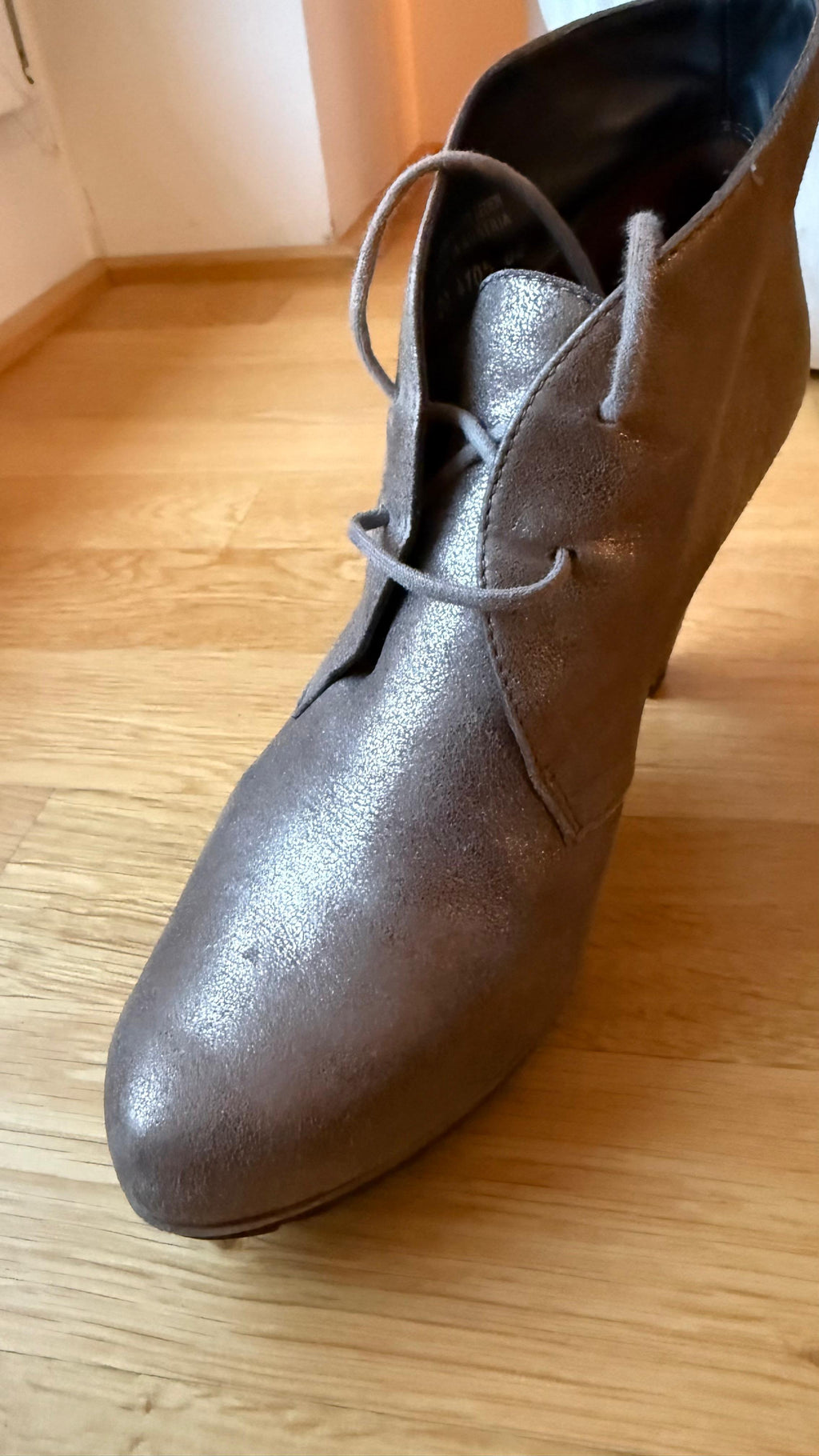 Paul Green Metallic Leather Ankle Boots | Munich | EU 38 UK 5 | 9cm Heel | VG